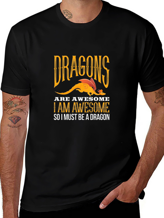 Awesome Dragon Graphic Tee - Black Cotton T-Shirt