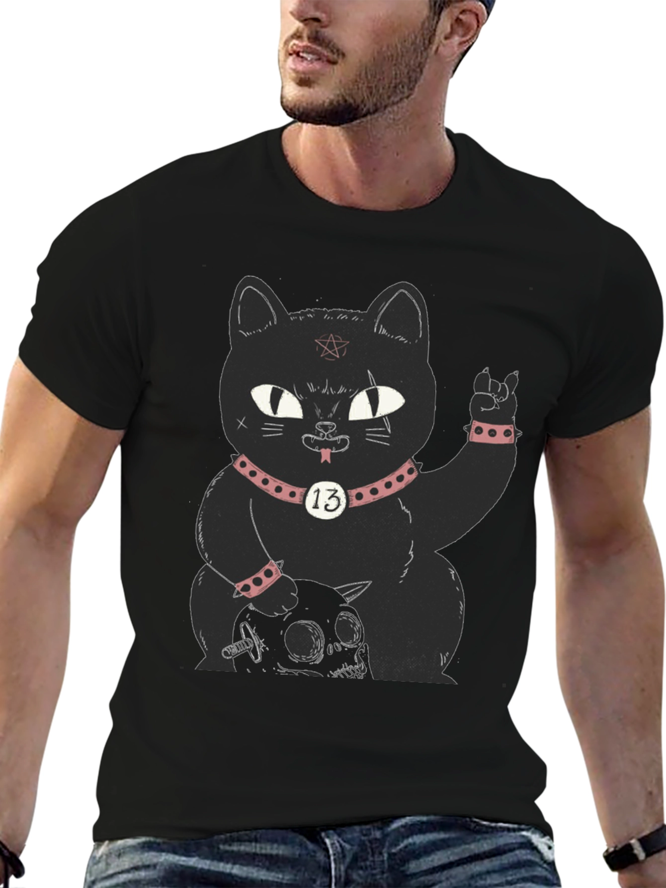 Gothic Black Cat T-Shirt - Rock On!