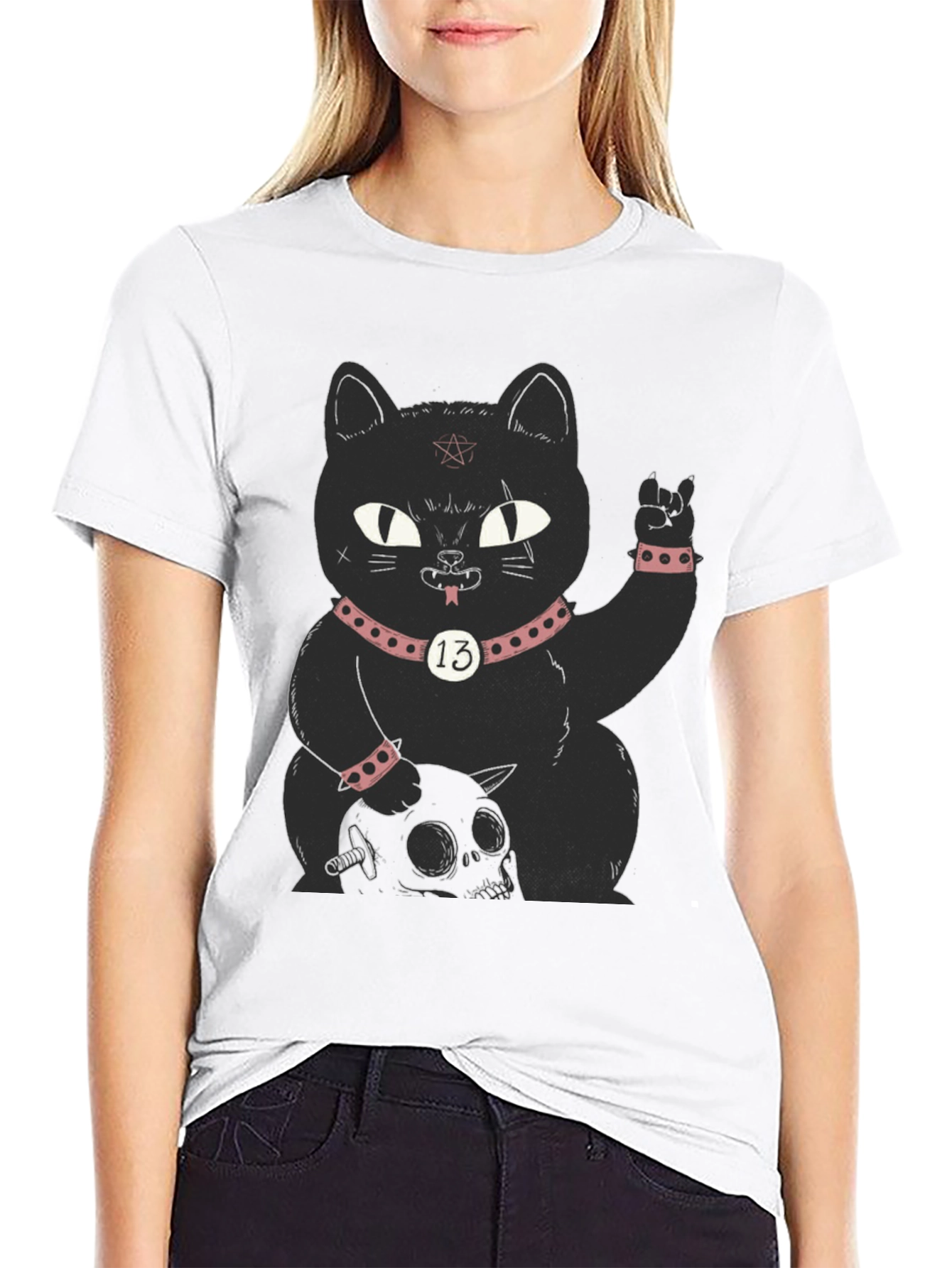 Gothic Black Cat T-Shirt - Rock On!