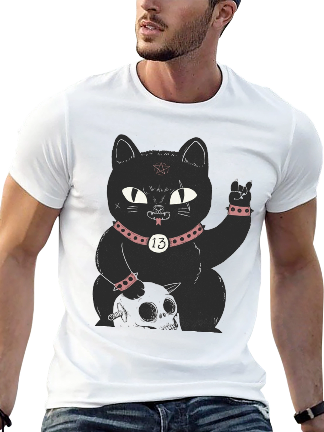 Gothic Black Cat T-Shirt - Rock On!