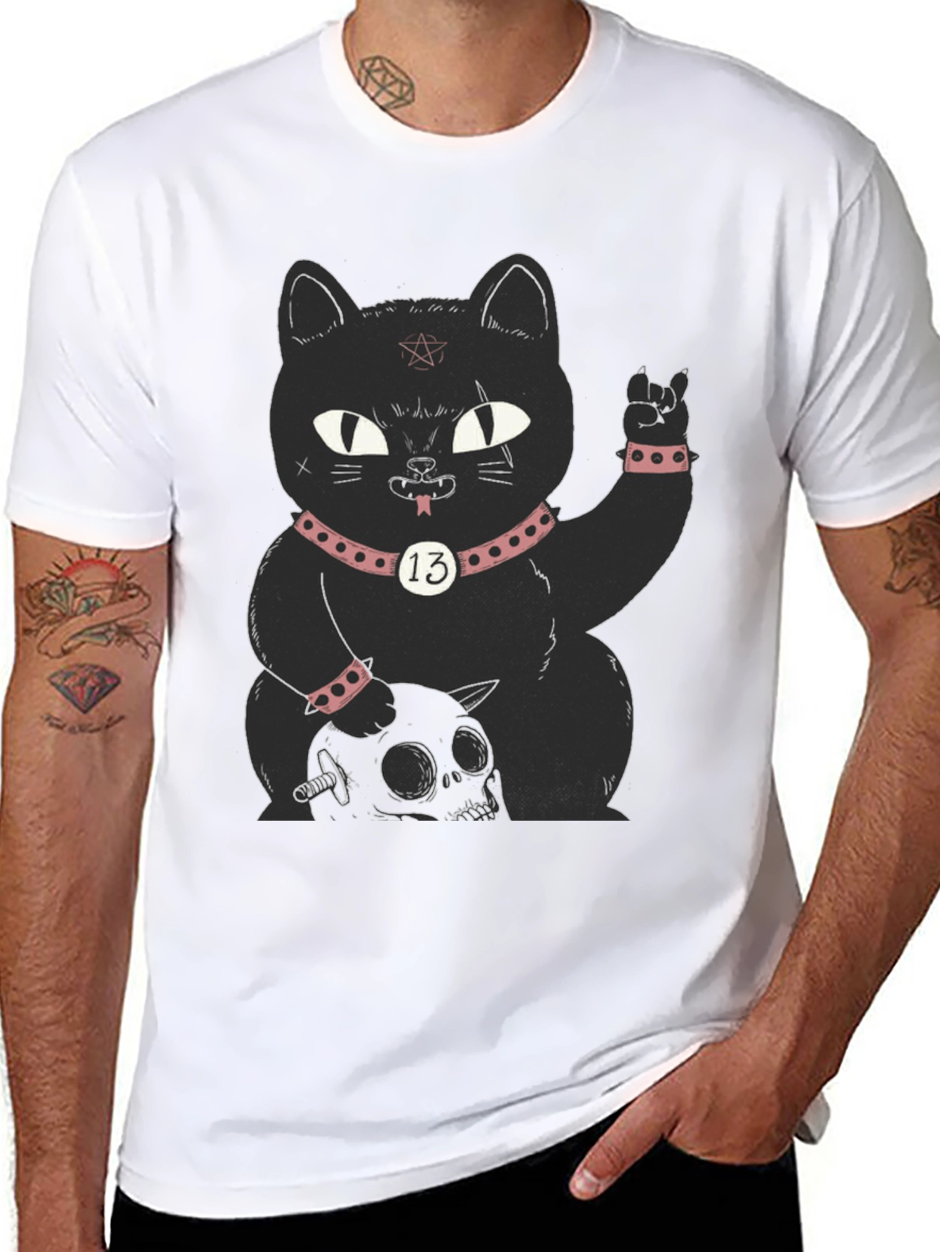 Gothic Black Cat T-Shirt - Rock On!