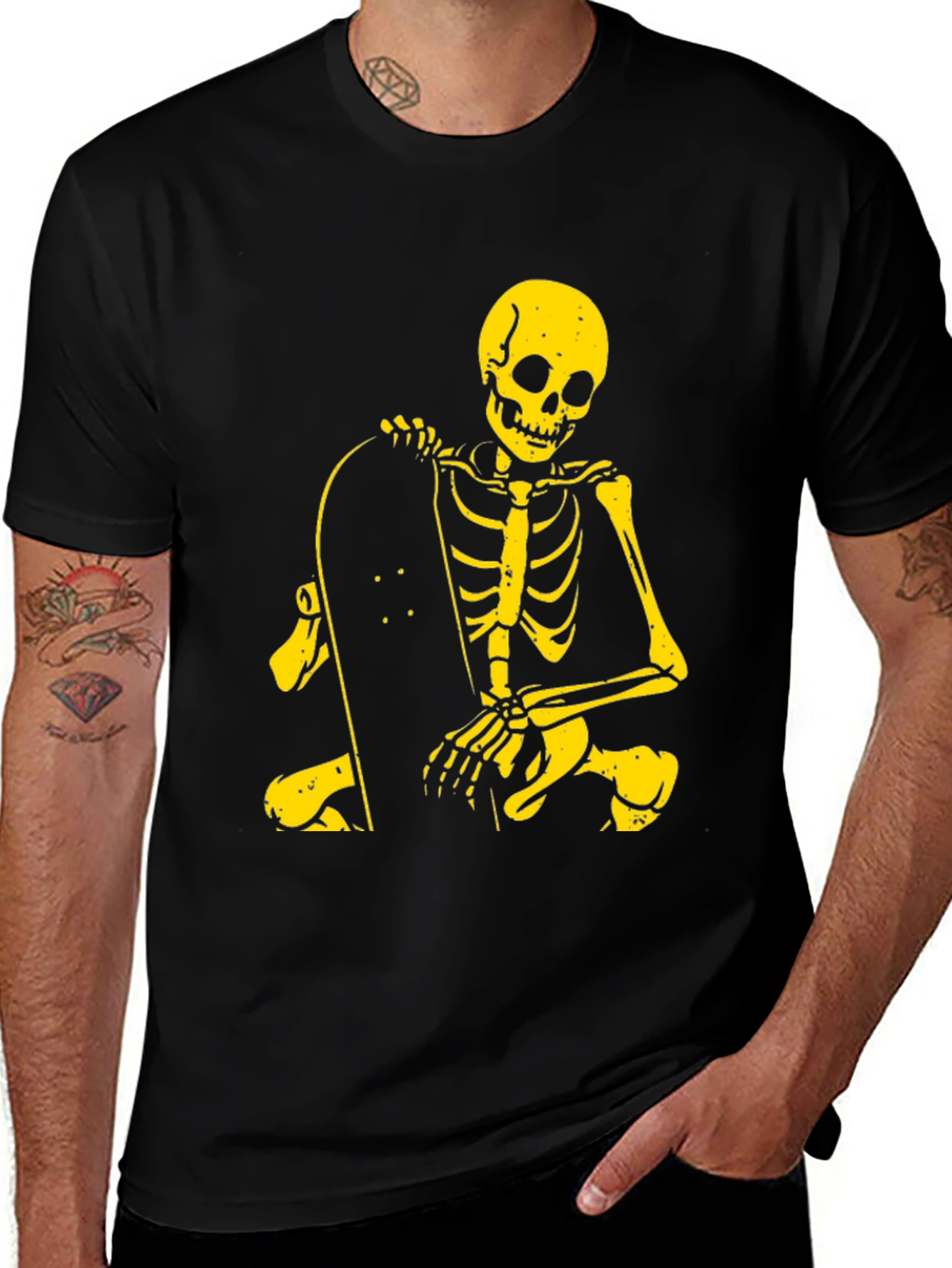 Skeleton Skateboarder Graphic Tee - Cool & Edgy
