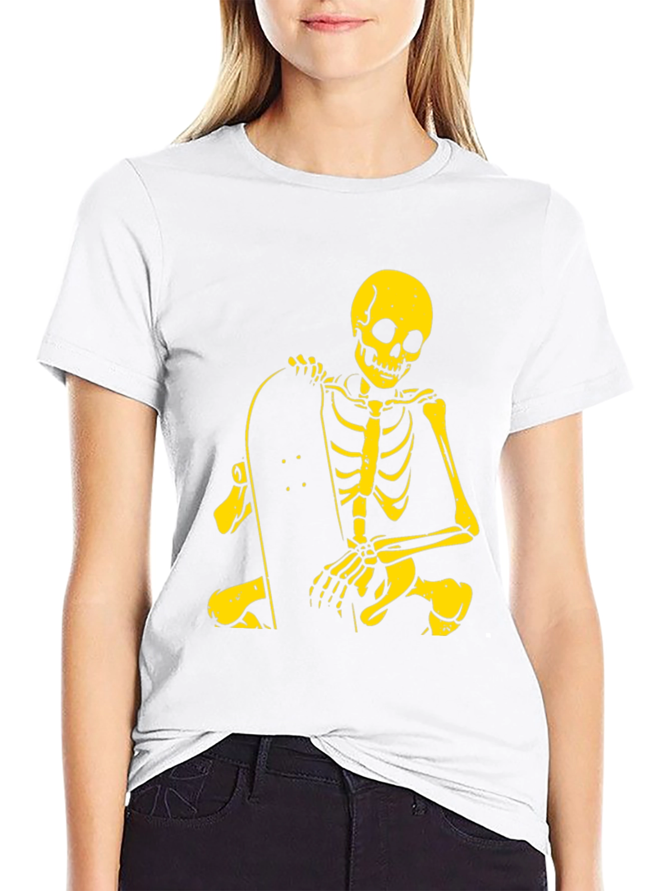Skeleton Skateboarder Graphic Tee - Cool & Edgy