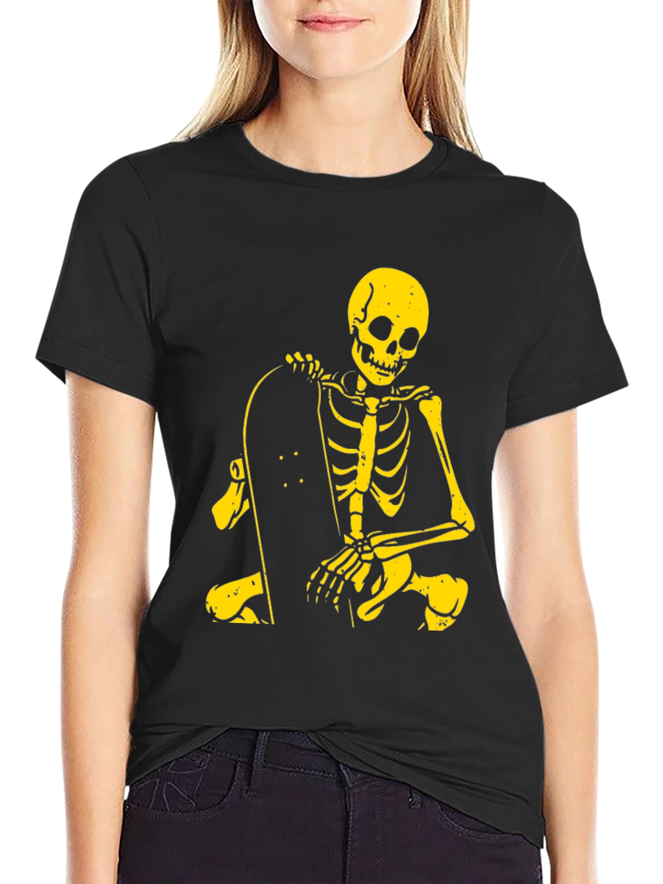 Skeleton Skateboarder Graphic Tee - Cool & Edgy