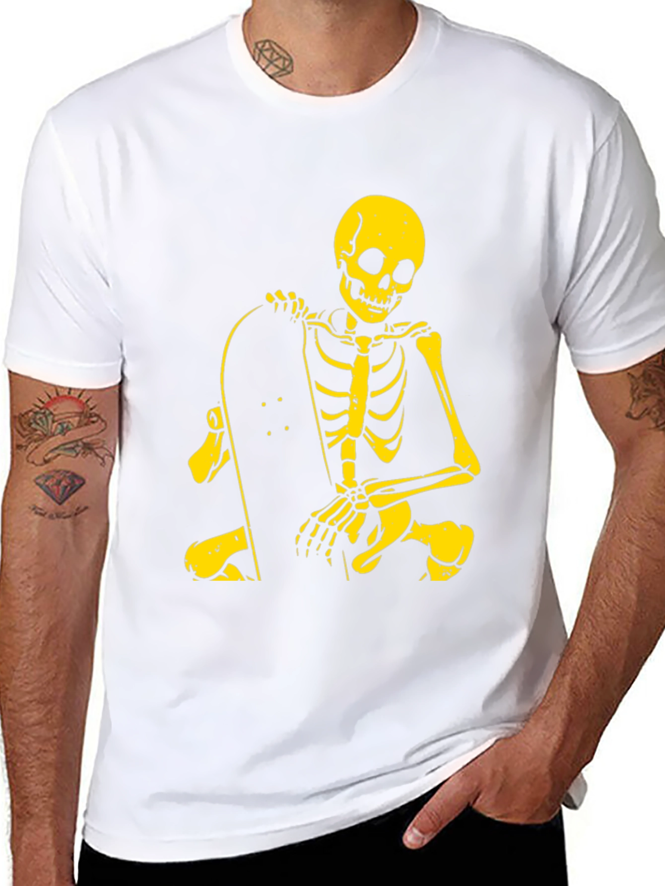 Skeleton Skateboarder Graphic Tee - Cool & Edgy