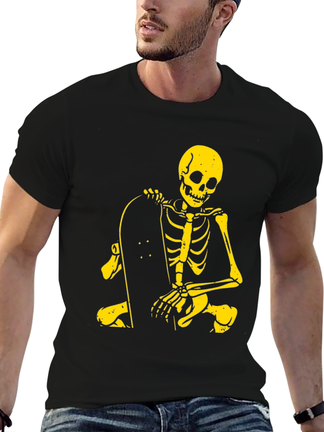 Skeleton Skateboarder Graphic Tee - Cool & Edgy