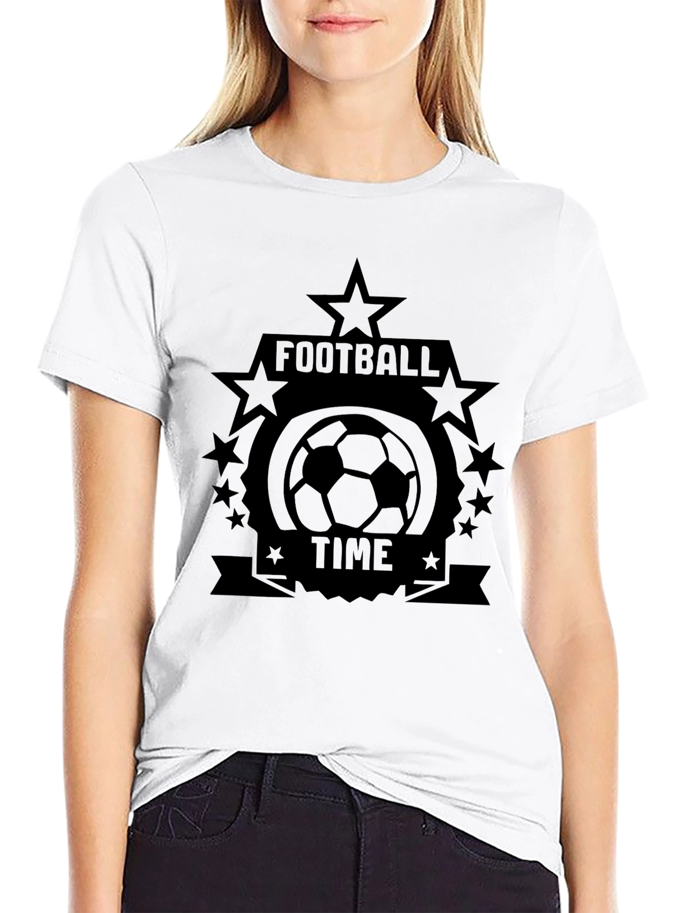 Football Time Black Graphic T-Shirt