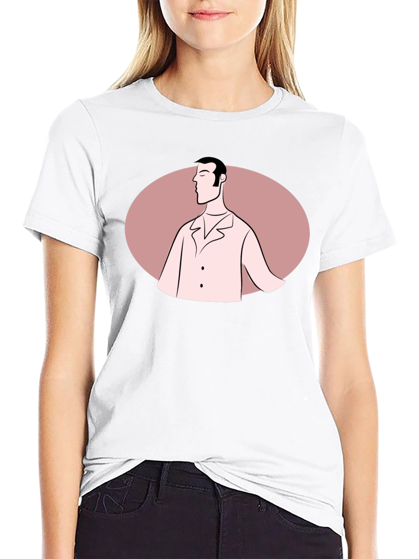 Retro Man Graphic Tee - Black Cotton Blend T-Shirt