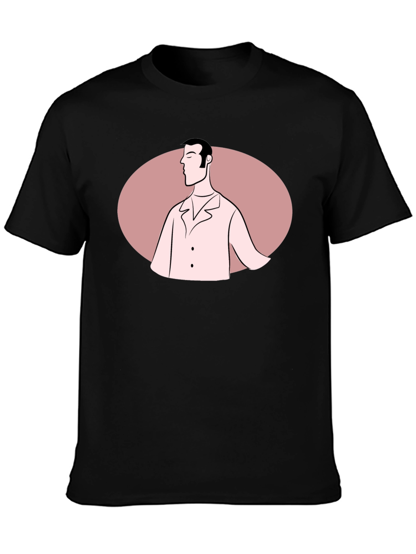 Retro Man Graphic Tee - Black Cotton Blend T-Shirt