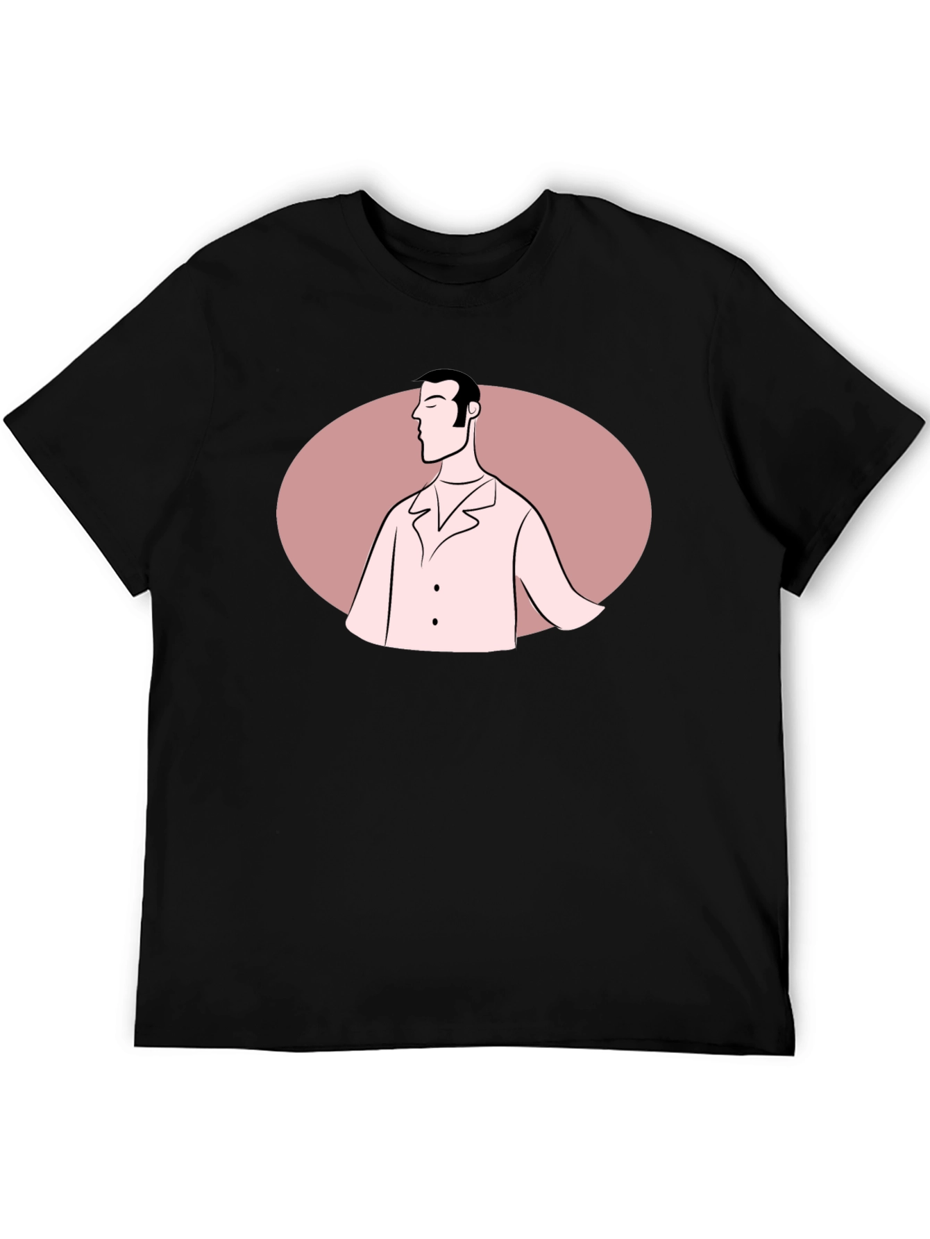 Retro Man Graphic Tee - Black Cotton Blend T-Shirt