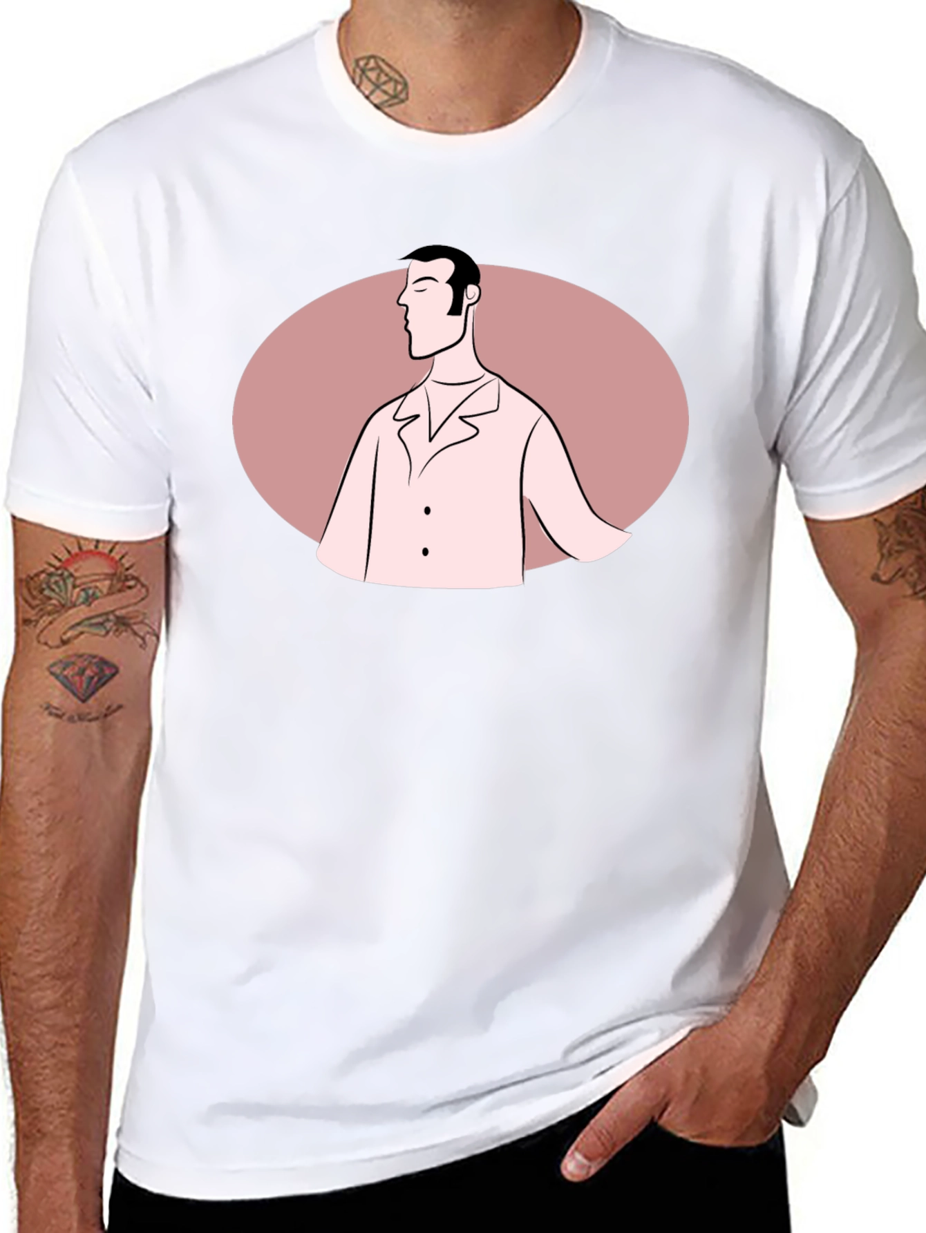 Retro Man Graphic Tee - Black Cotton Blend T-Shirt