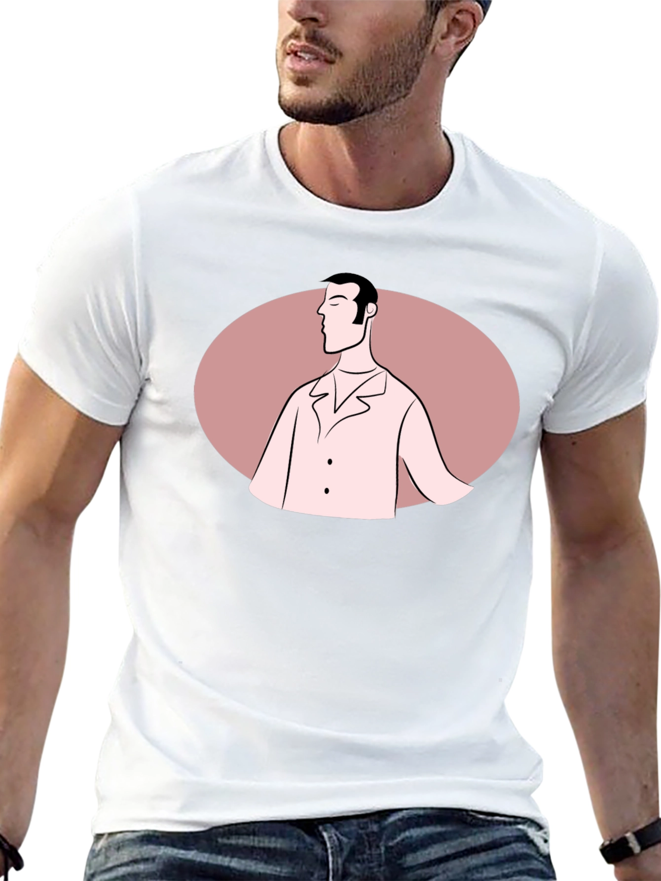 Retro Man Graphic Tee - Black Cotton Blend T-Shirt