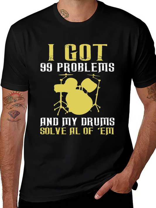 Drummer T-Shirt - 99 Problems Drum Set Music Tee
