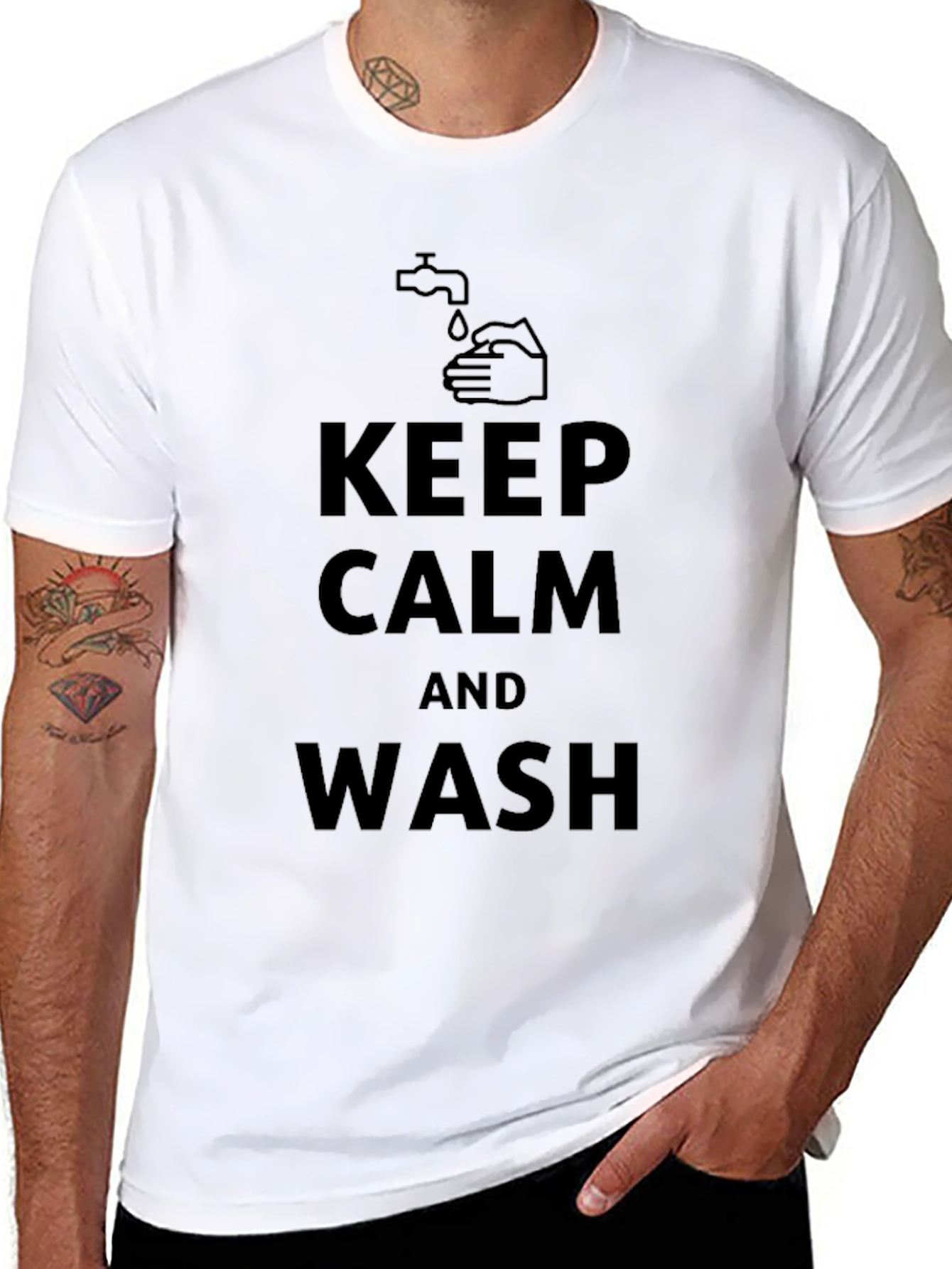 Keep Calm & Wash Black Cotton Tee