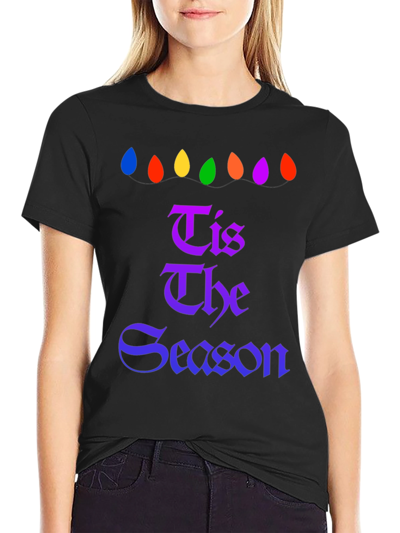 Tis The Season Christmas Lights Graphic Tee