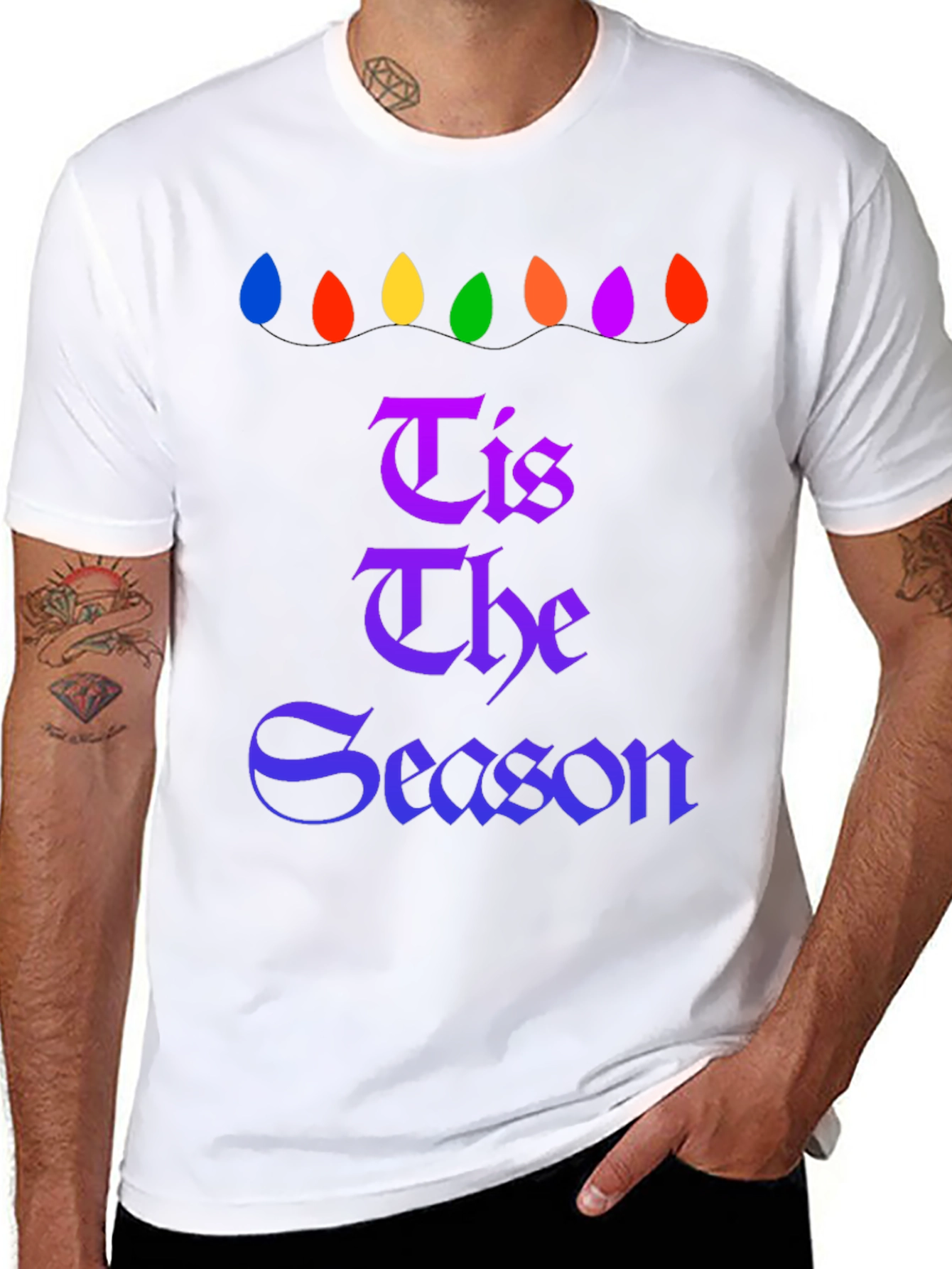 Tis The Season Christmas Lights Graphic Tee