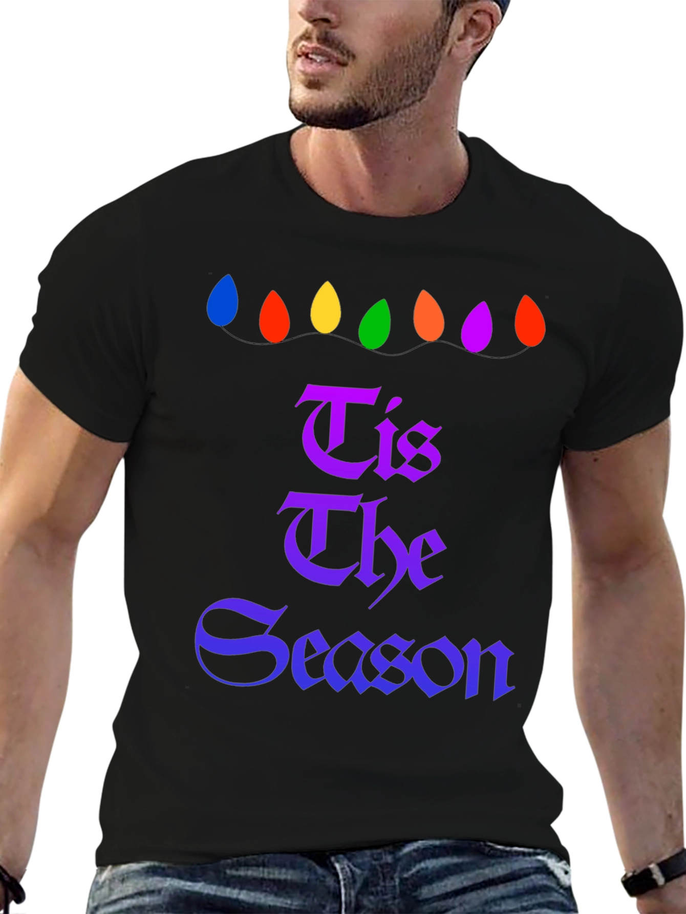 Tis The Season Christmas Lights Graphic Tee