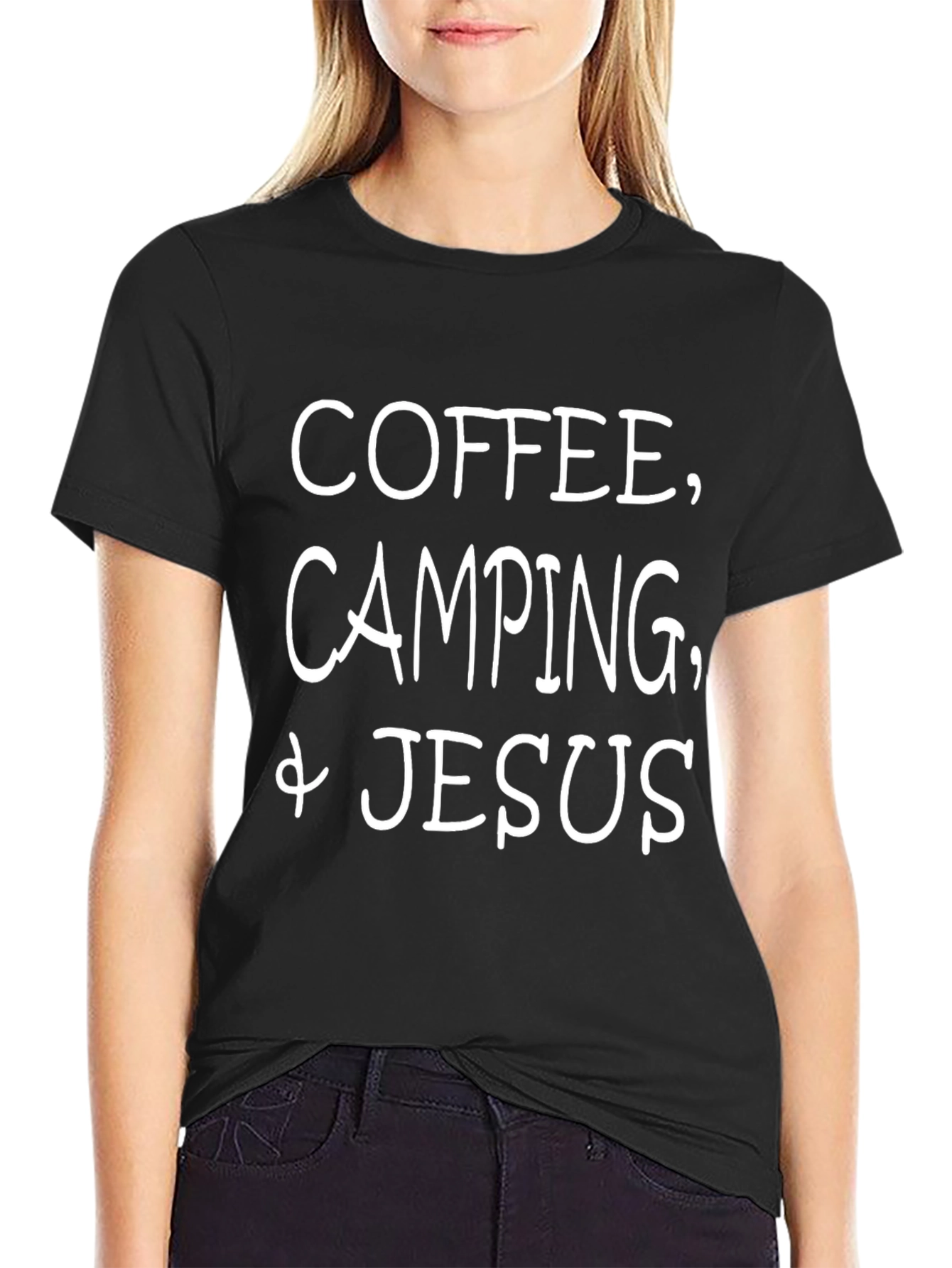 Coffee Camping & Jesus Black T-Shirt