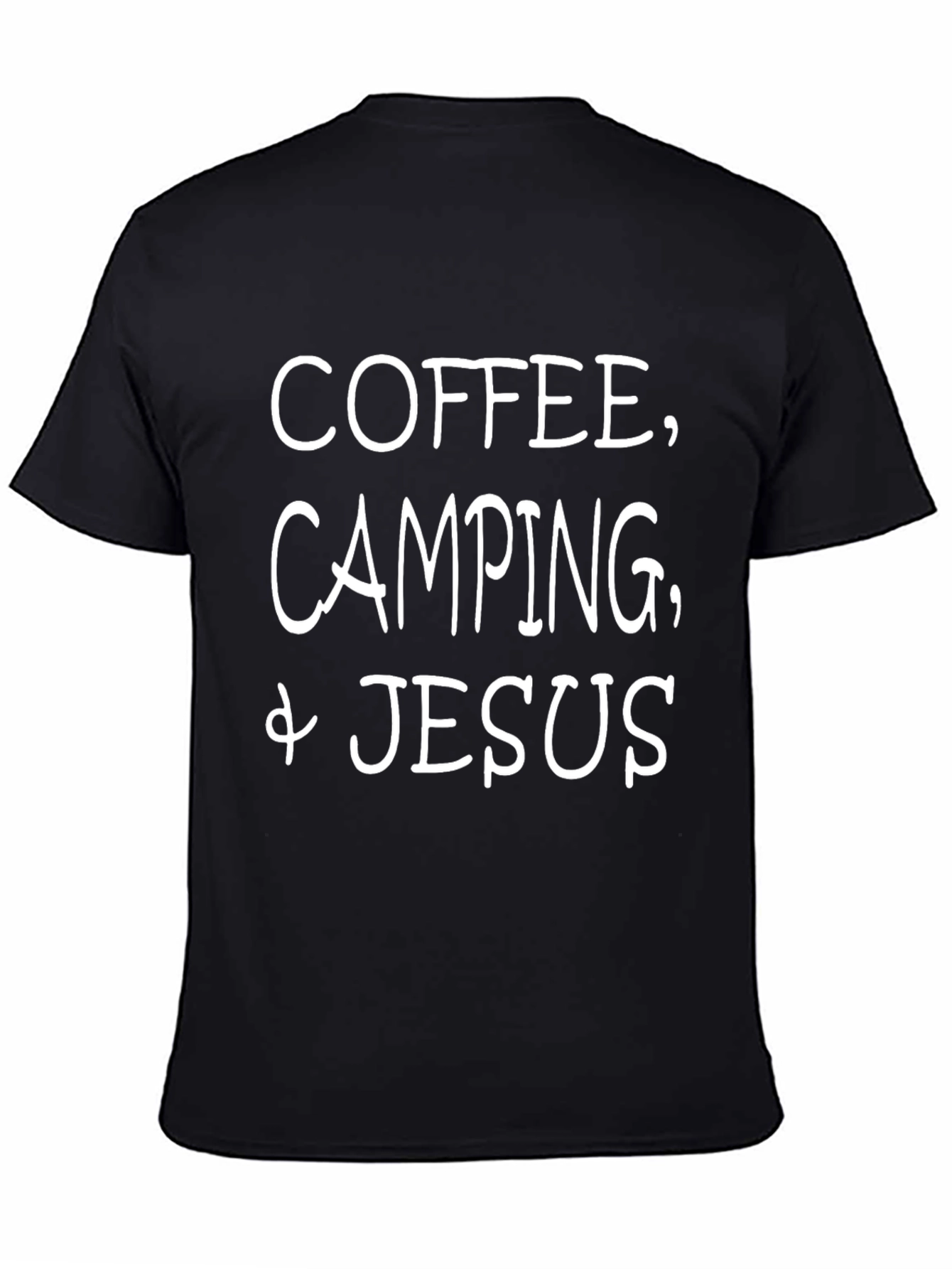 Coffee Camping & Jesus Black T-Shirt