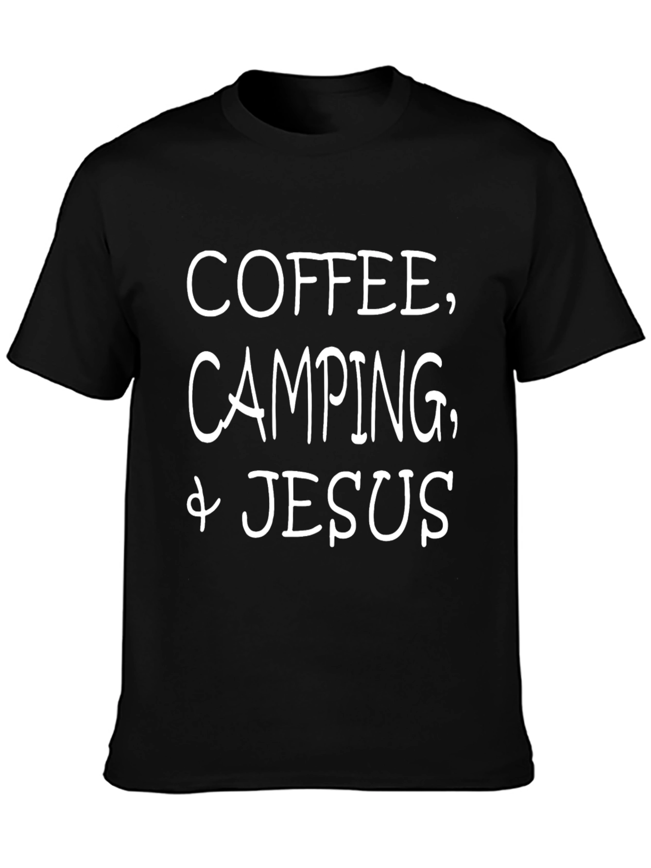 Coffee Camping & Jesus Black T-Shirt