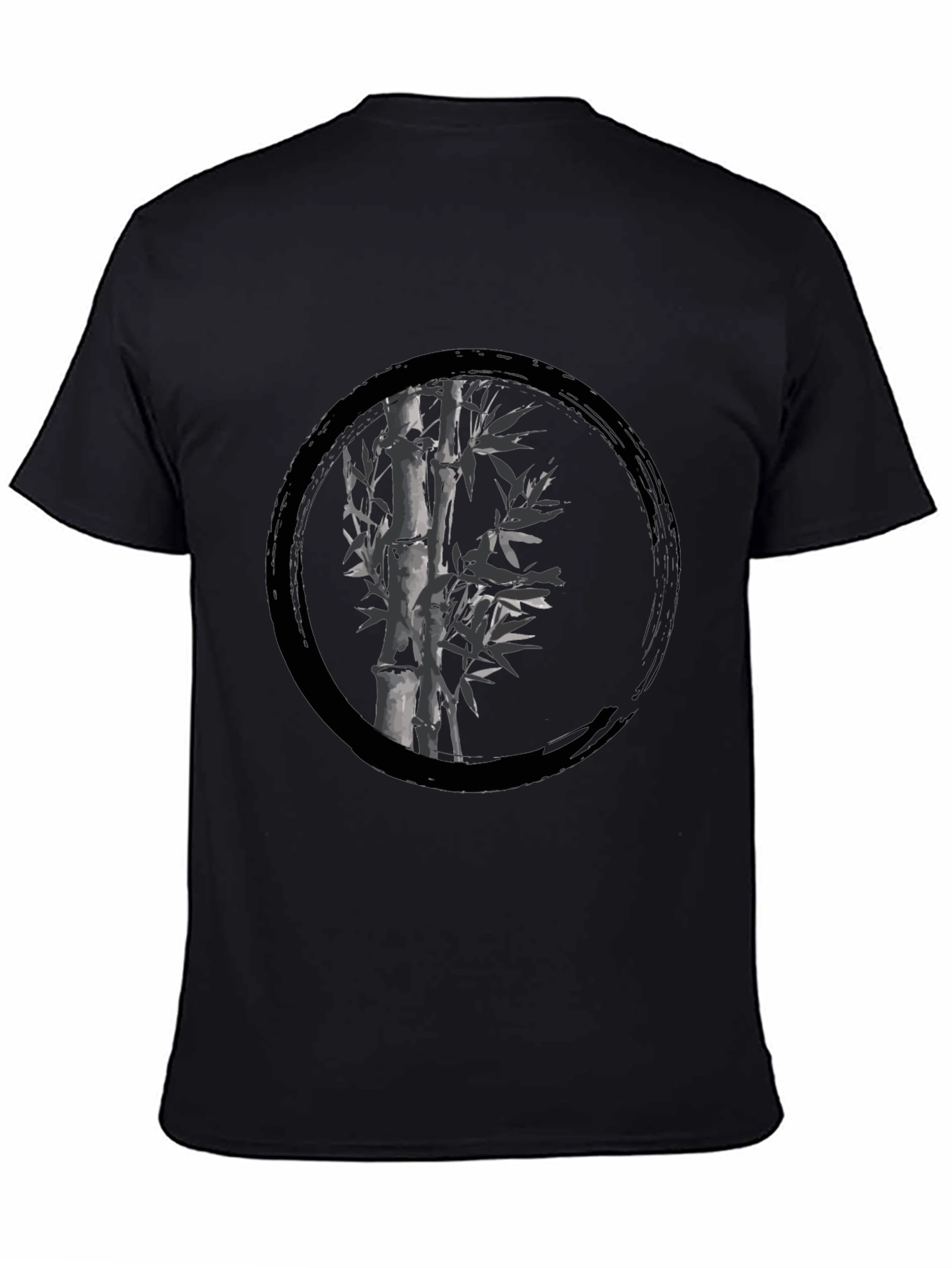 Zen Bamboo Circle Black T-Shirt