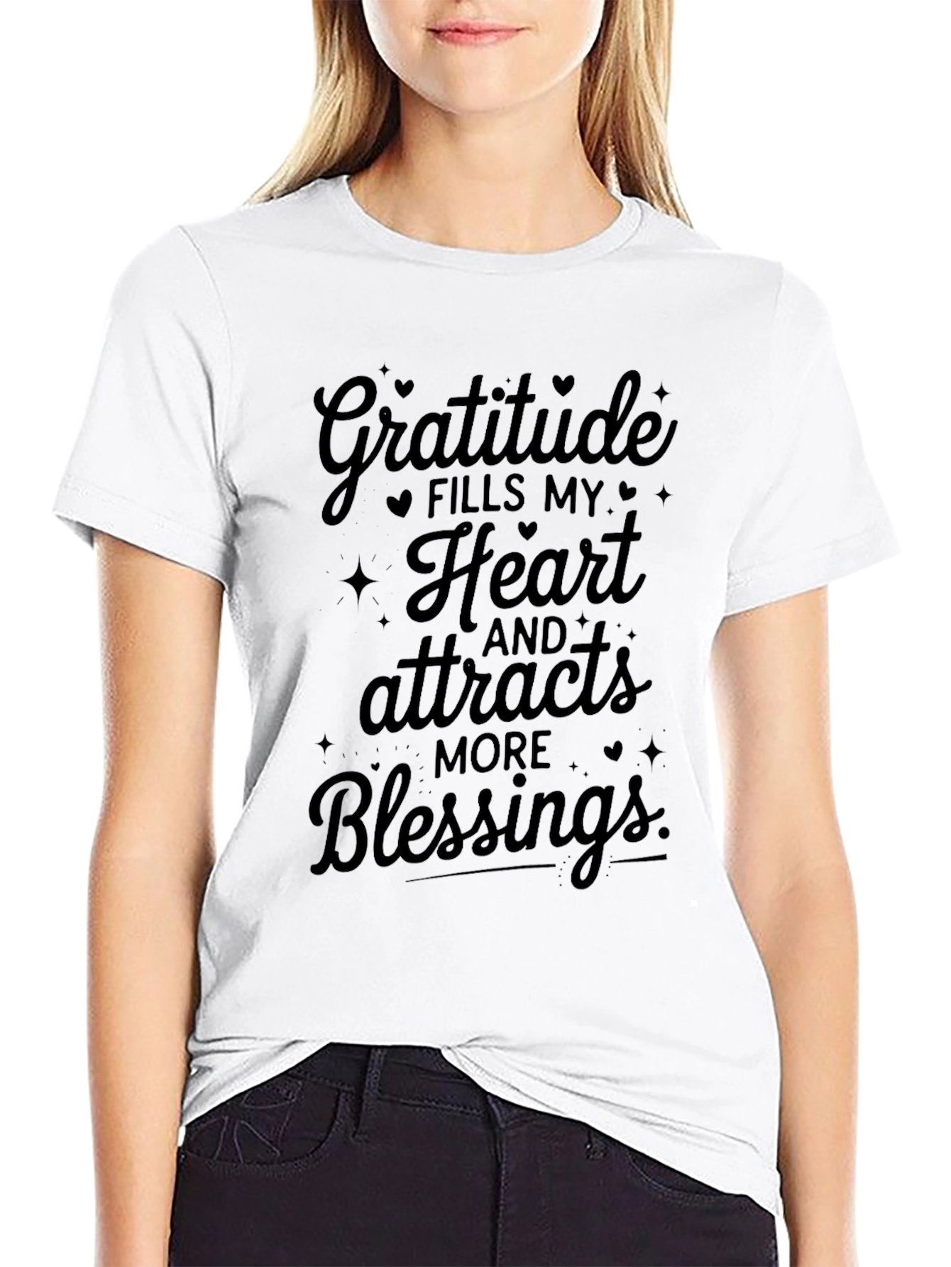 Gratitude Fills My Heart Black T-Shirt