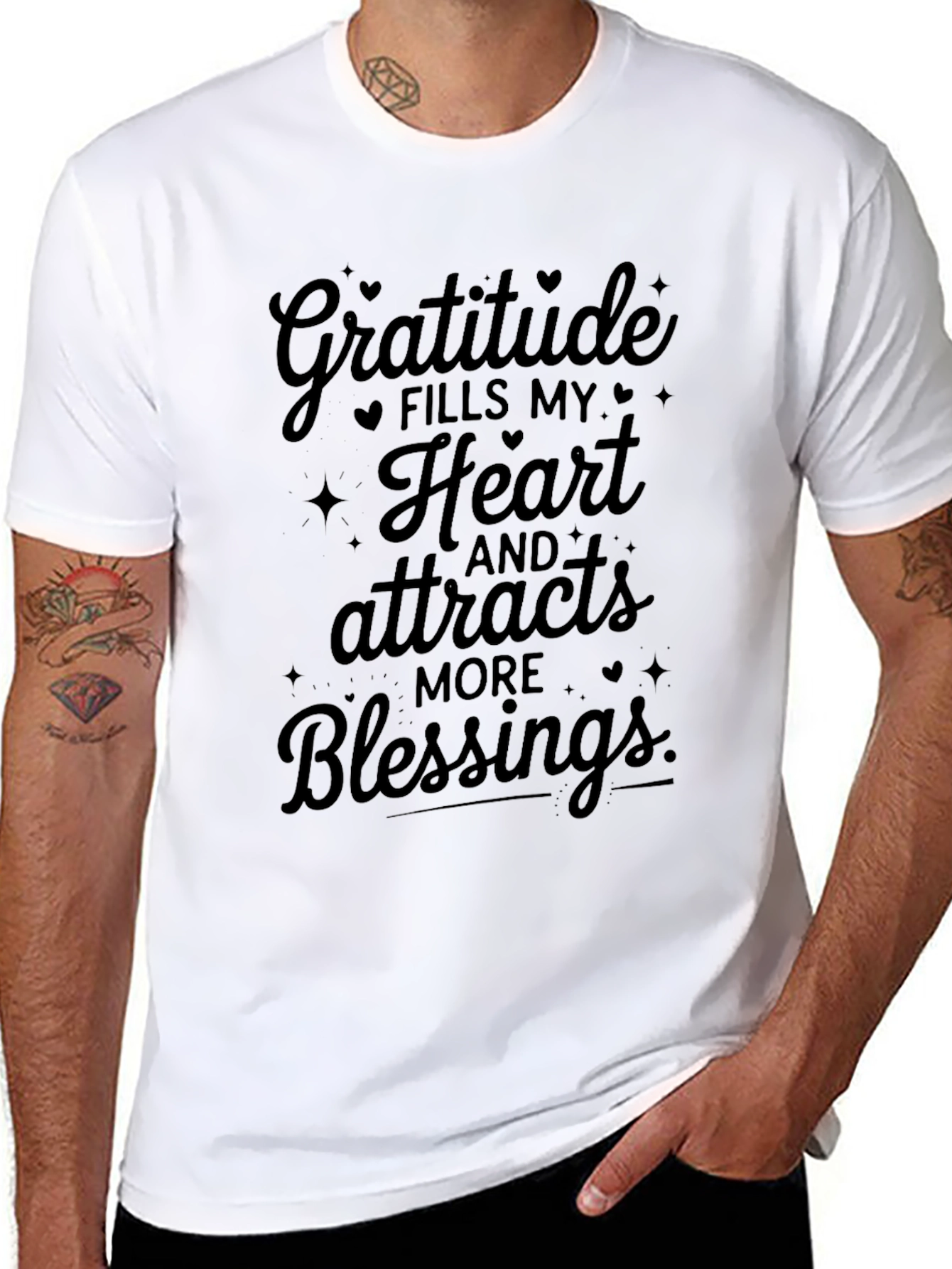 Gratitude Fills My Heart Black T-Shirt