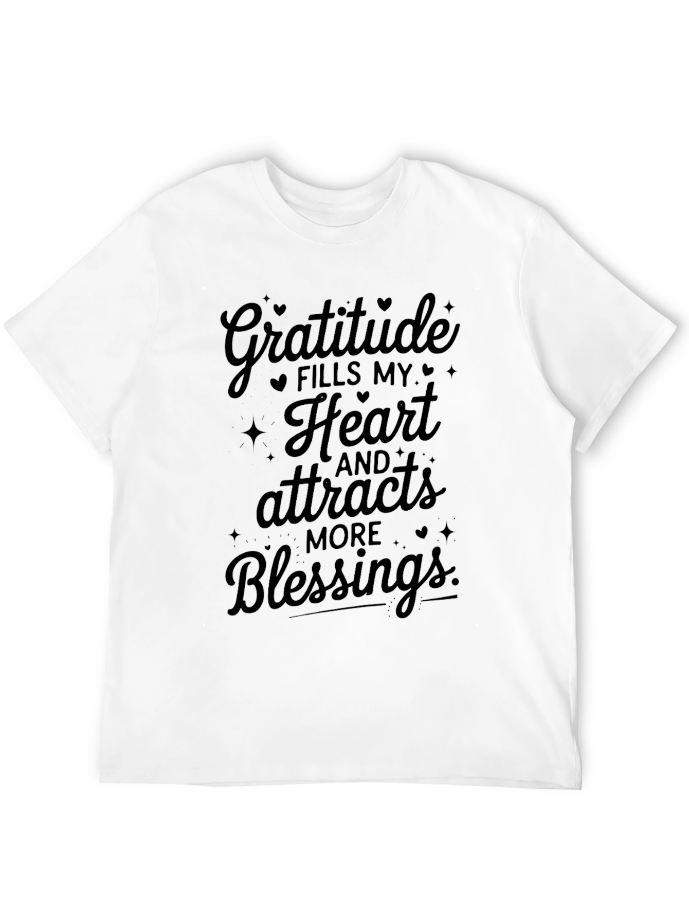 Gratitude Fills My Heart Black T-Shirt