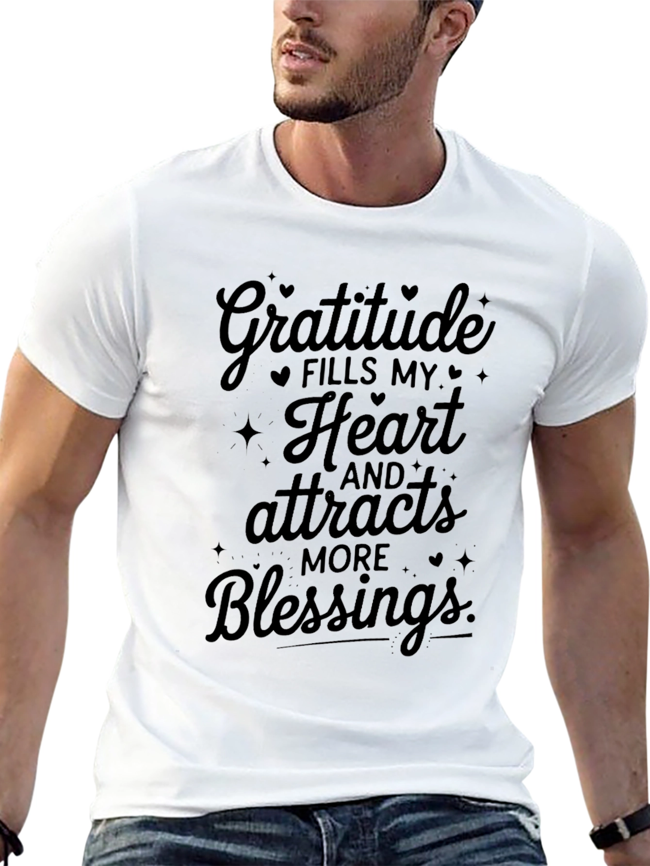 Gratitude Fills My Heart Black T-Shirt