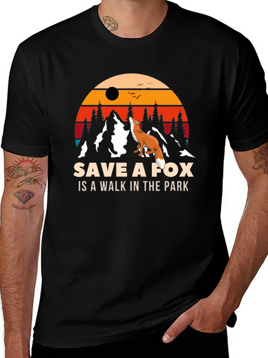 Save A Fox Graphic Tee - Walk In The Park Design