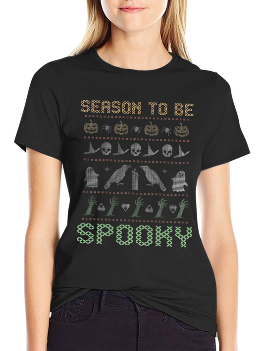 Halloween Season to Be Spooky Knit Style T-Shirt