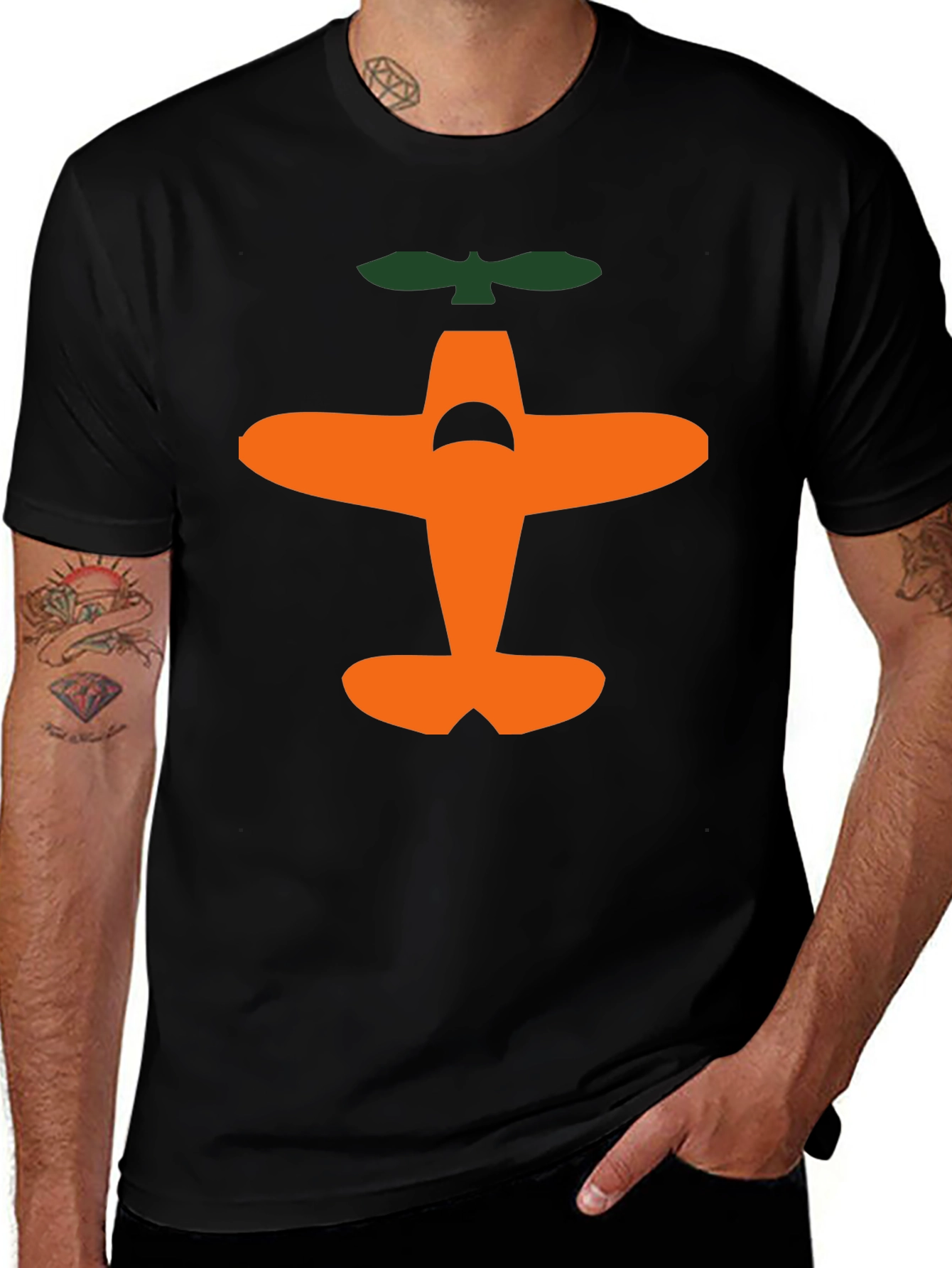 Airplane Graphic Tee - Black Cotton T-Shirt
