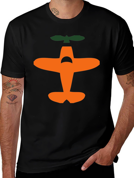 Airplane Graphic Tee - Black Cotton T-Shirt