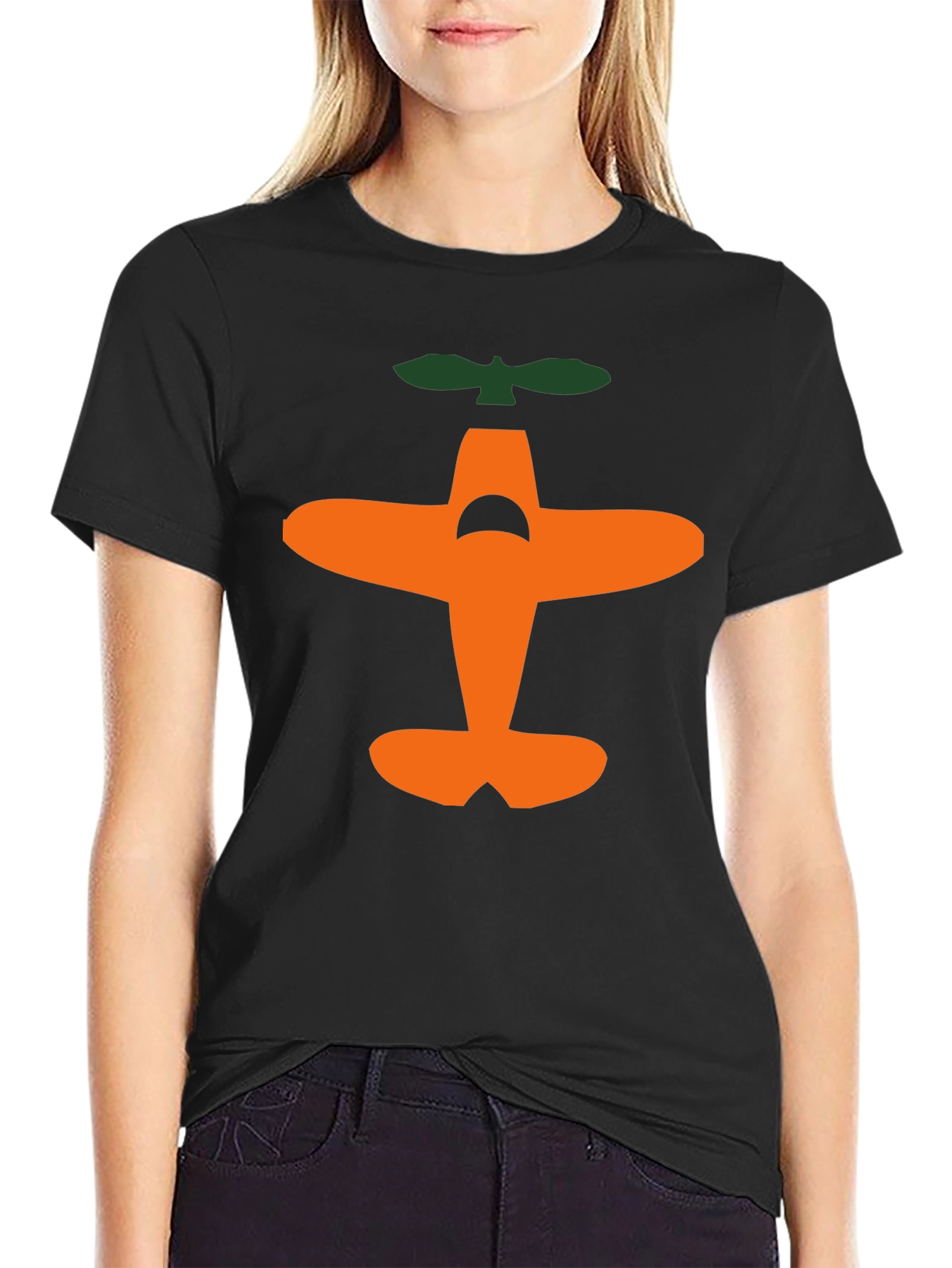Airplane Graphic Tee - Black Cotton T-Shirt