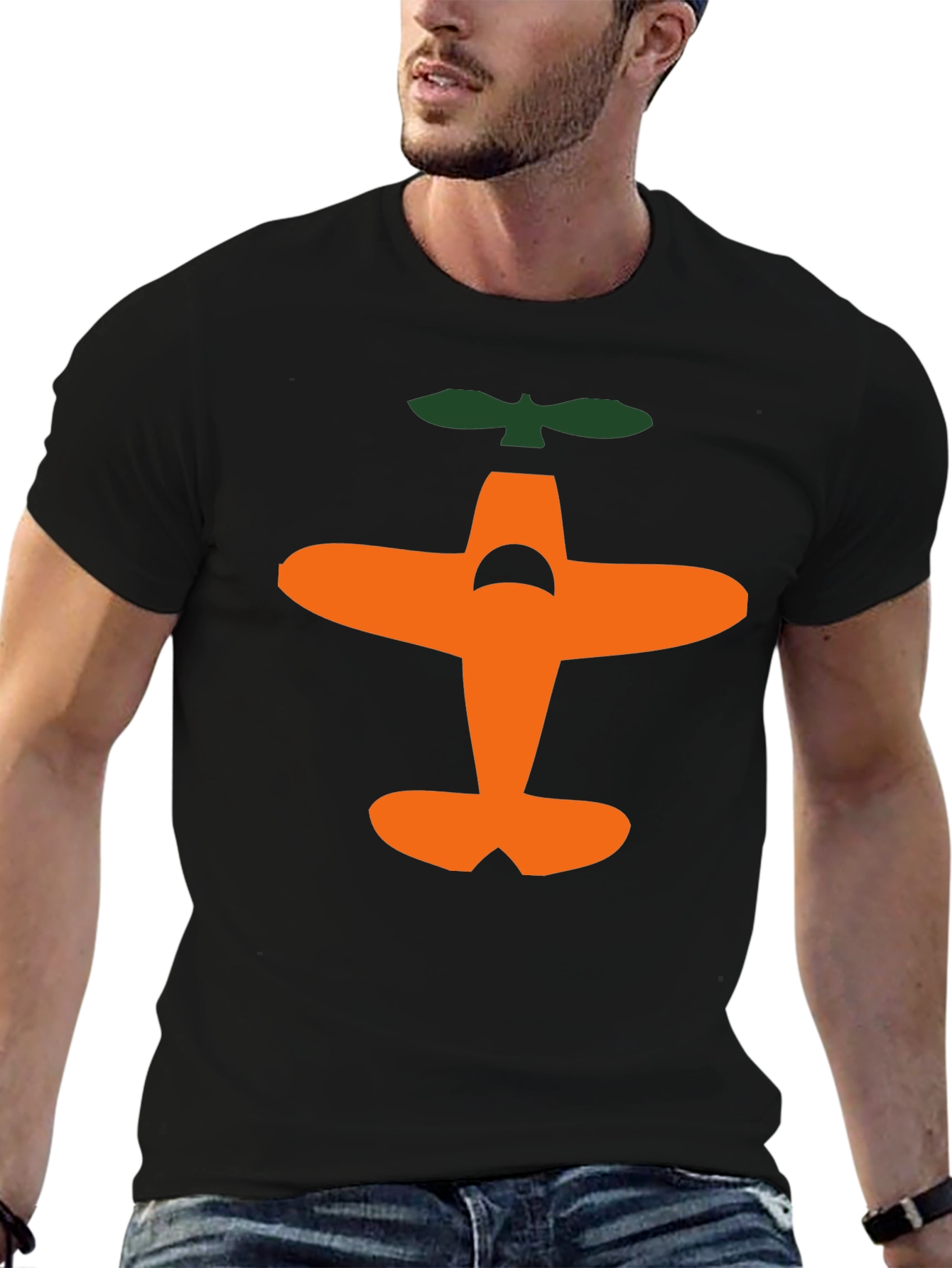 Airplane Graphic Tee - Black Cotton T-Shirt