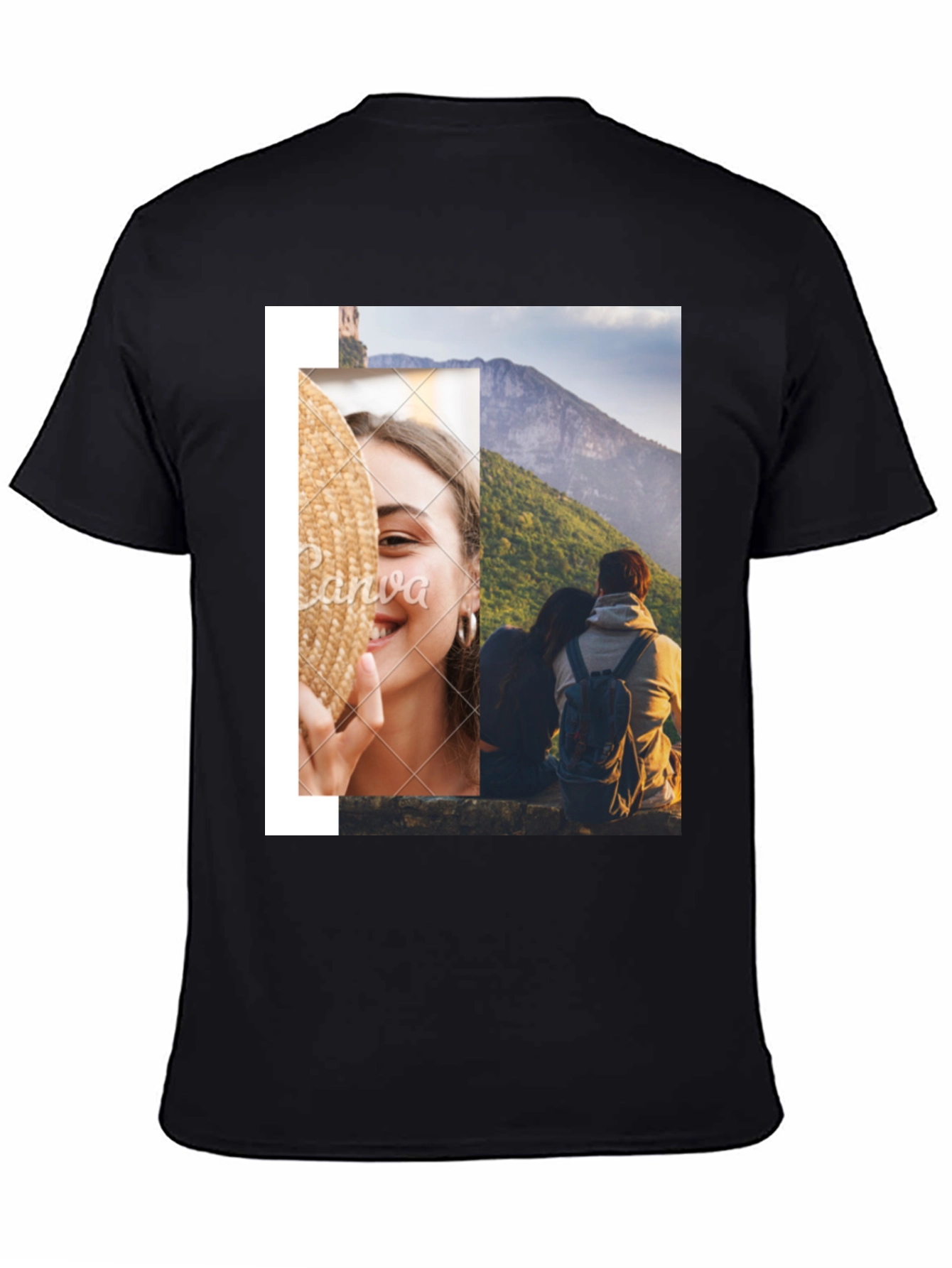Stylish Graphic Print T-Shirt - Couples Scenic Design
