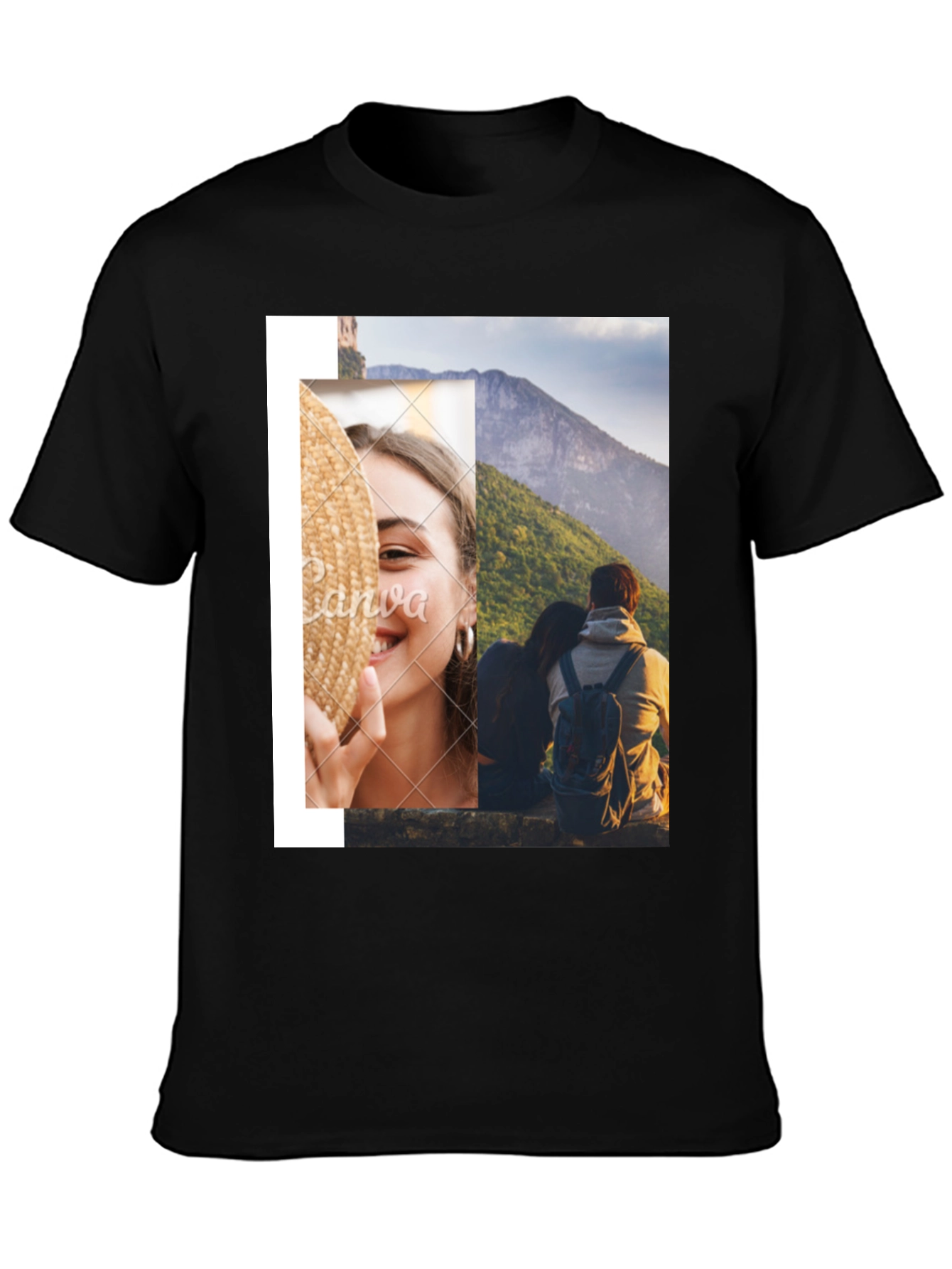 Stylish Graphic Print T-Shirt - Couples Scenic Design