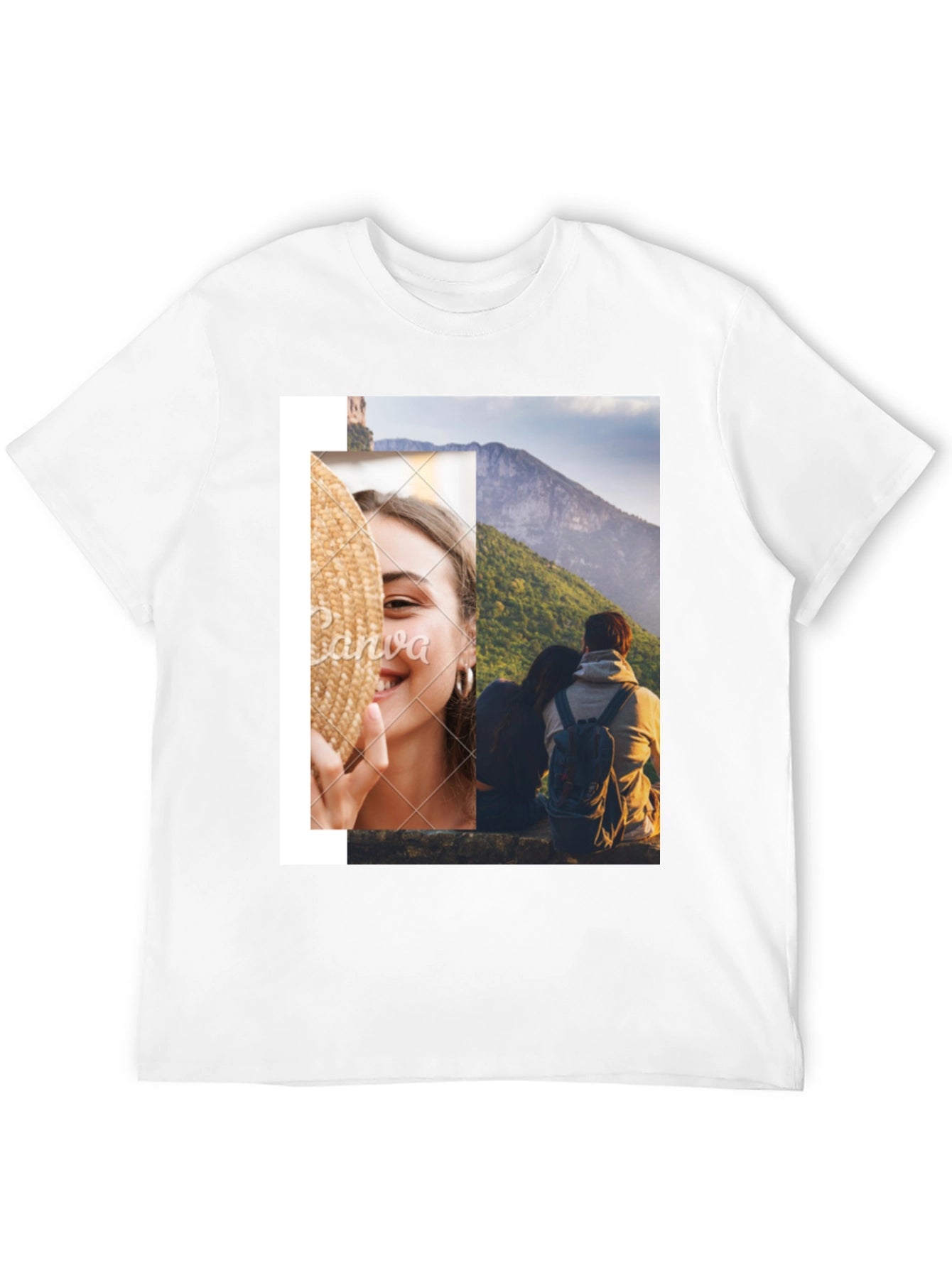 Stylish Graphic Print T-Shirt - Couples Scenic Design