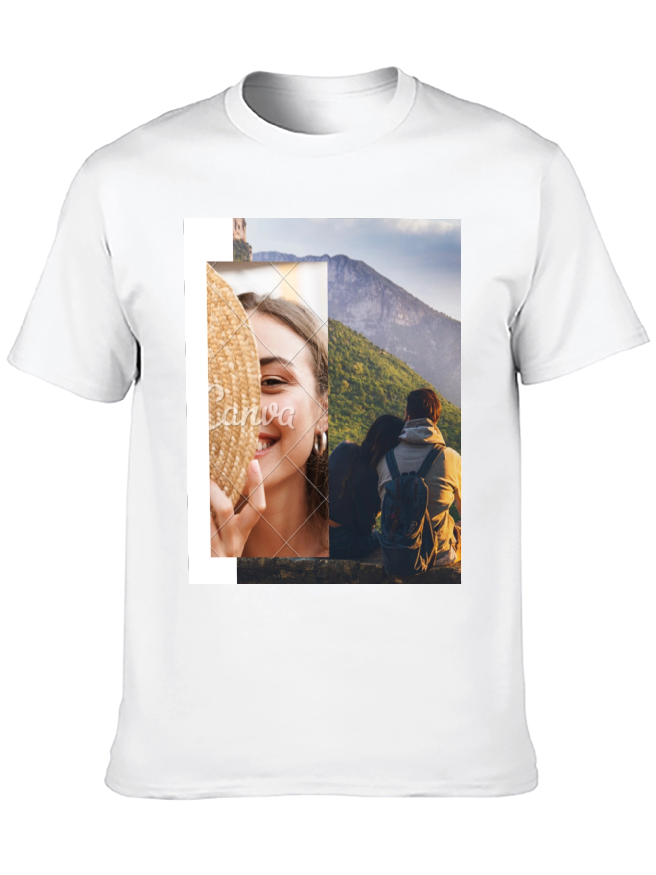 Stylish Graphic Print T-Shirt - Couples Scenic Design