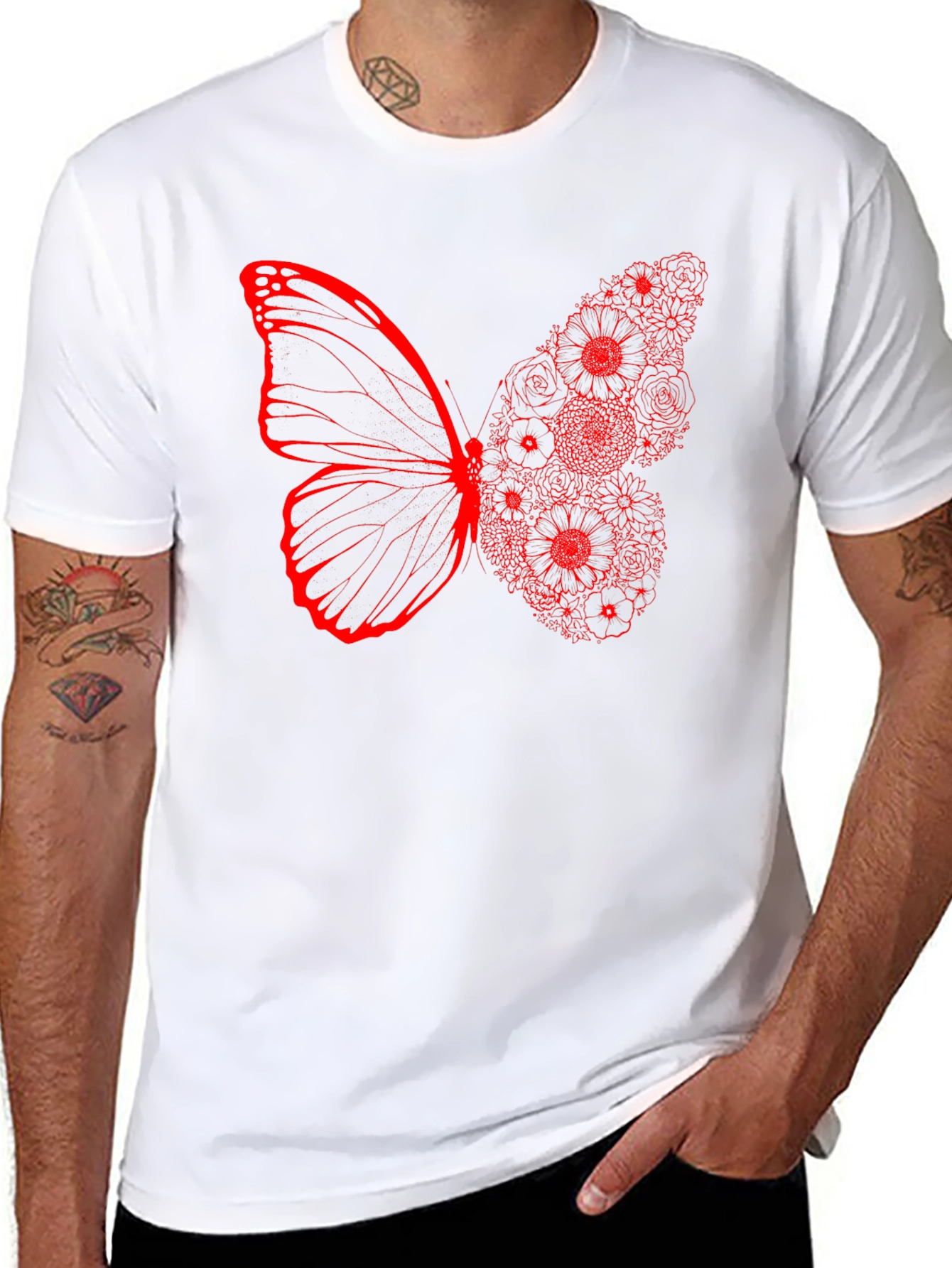Butterfly Floral Graphic Print Tee