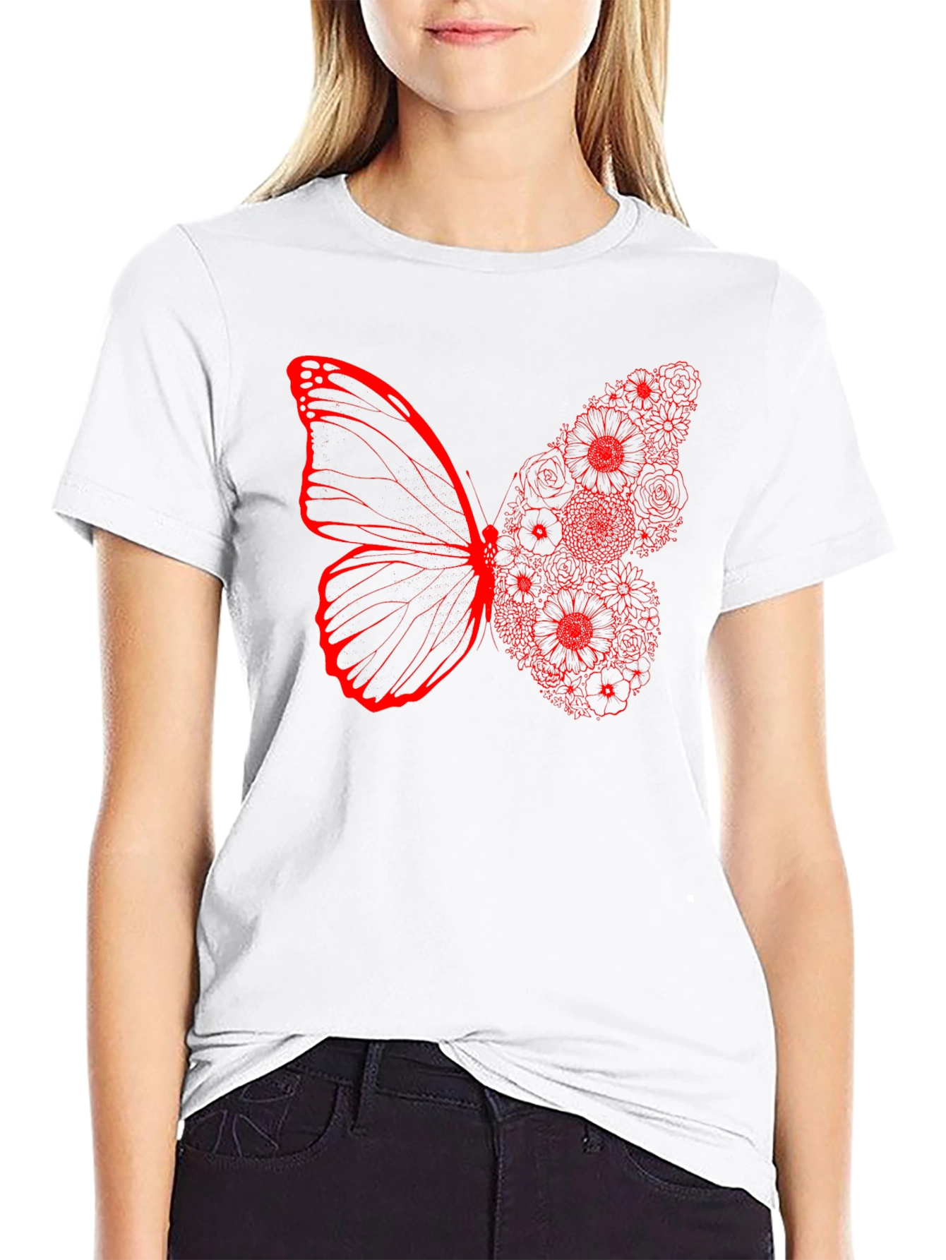 Butterfly Floral Graphic Print Tee