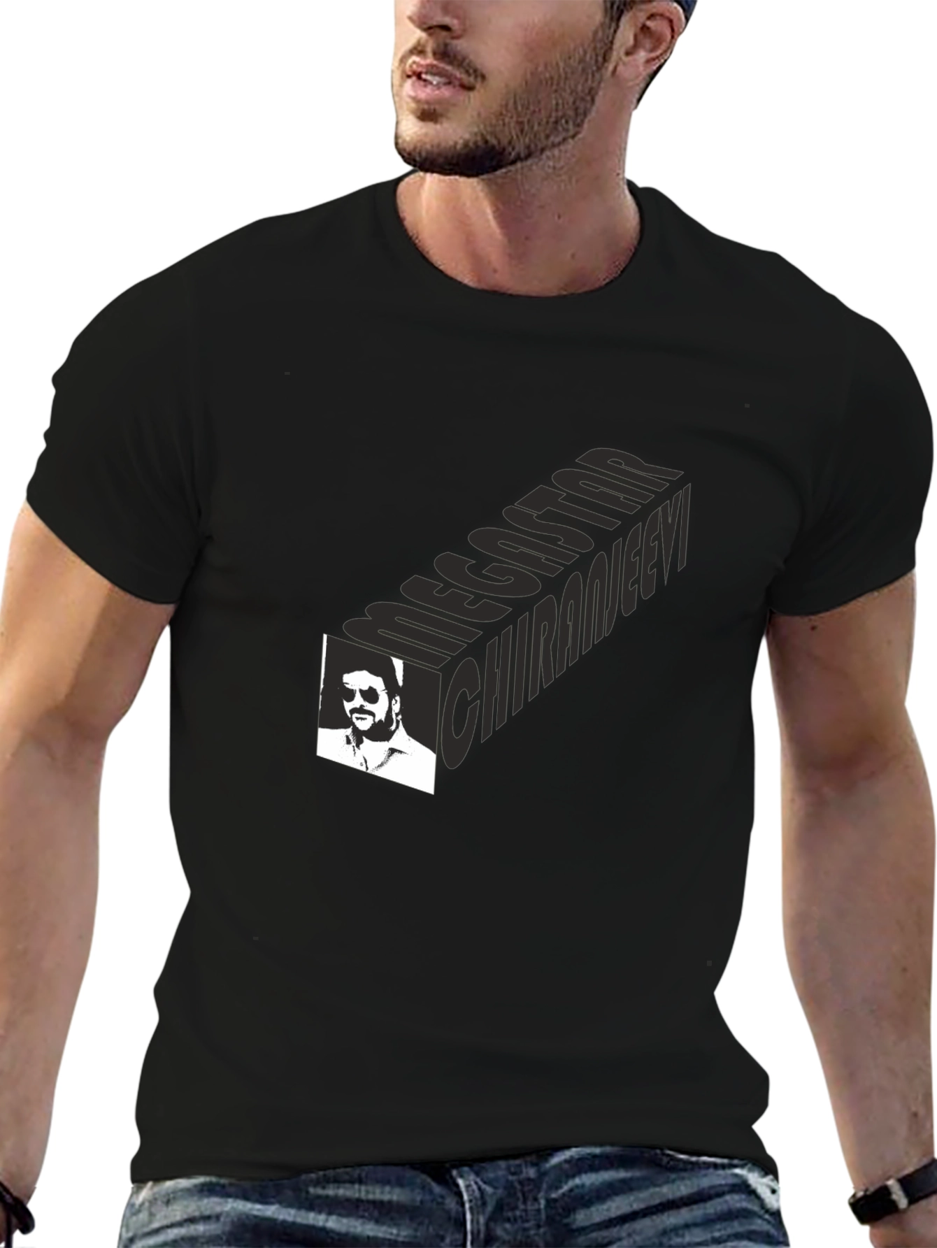 Megastar Chiranjeevi Black Graphic Tee