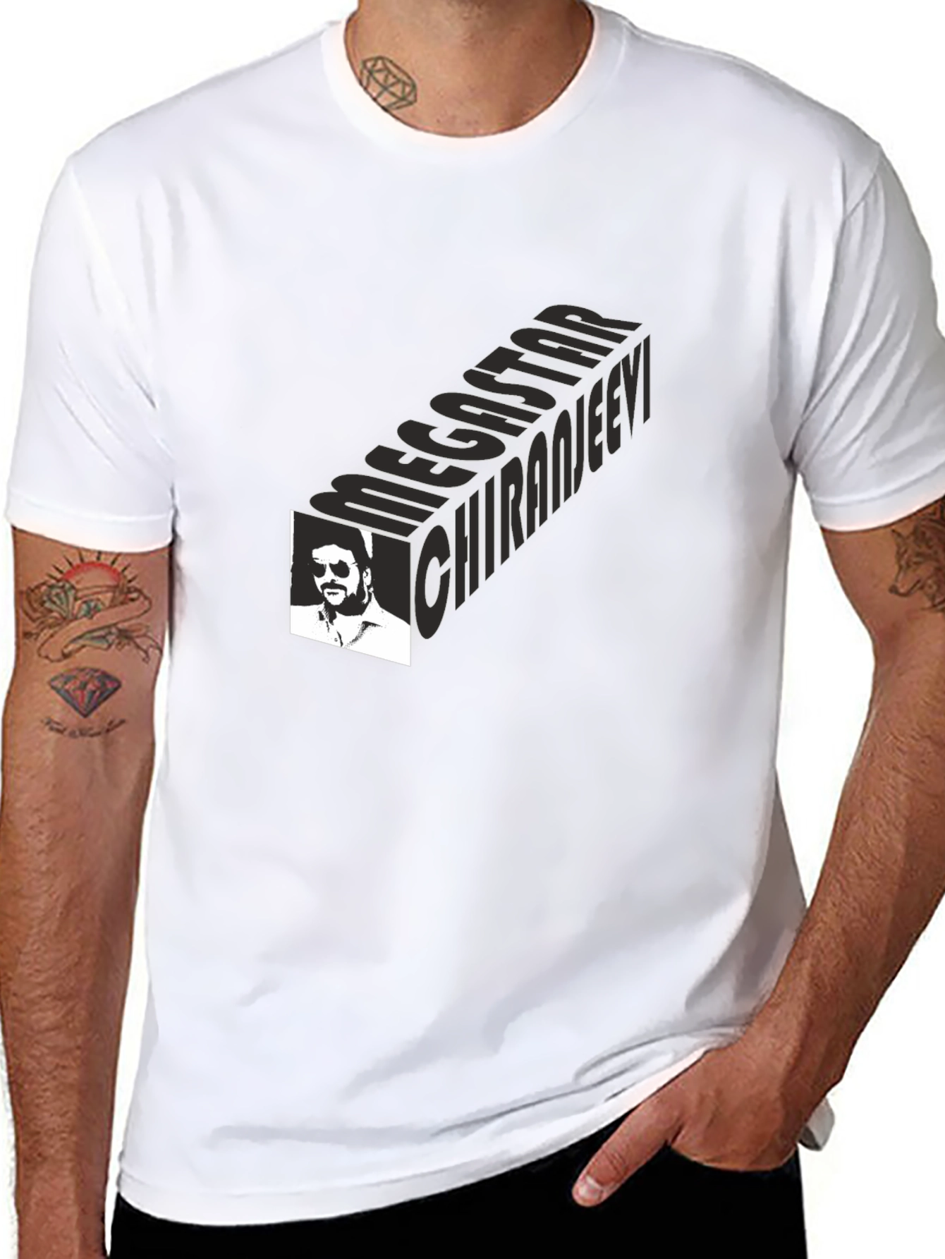 Megastar Chiranjeevi Black Graphic Tee