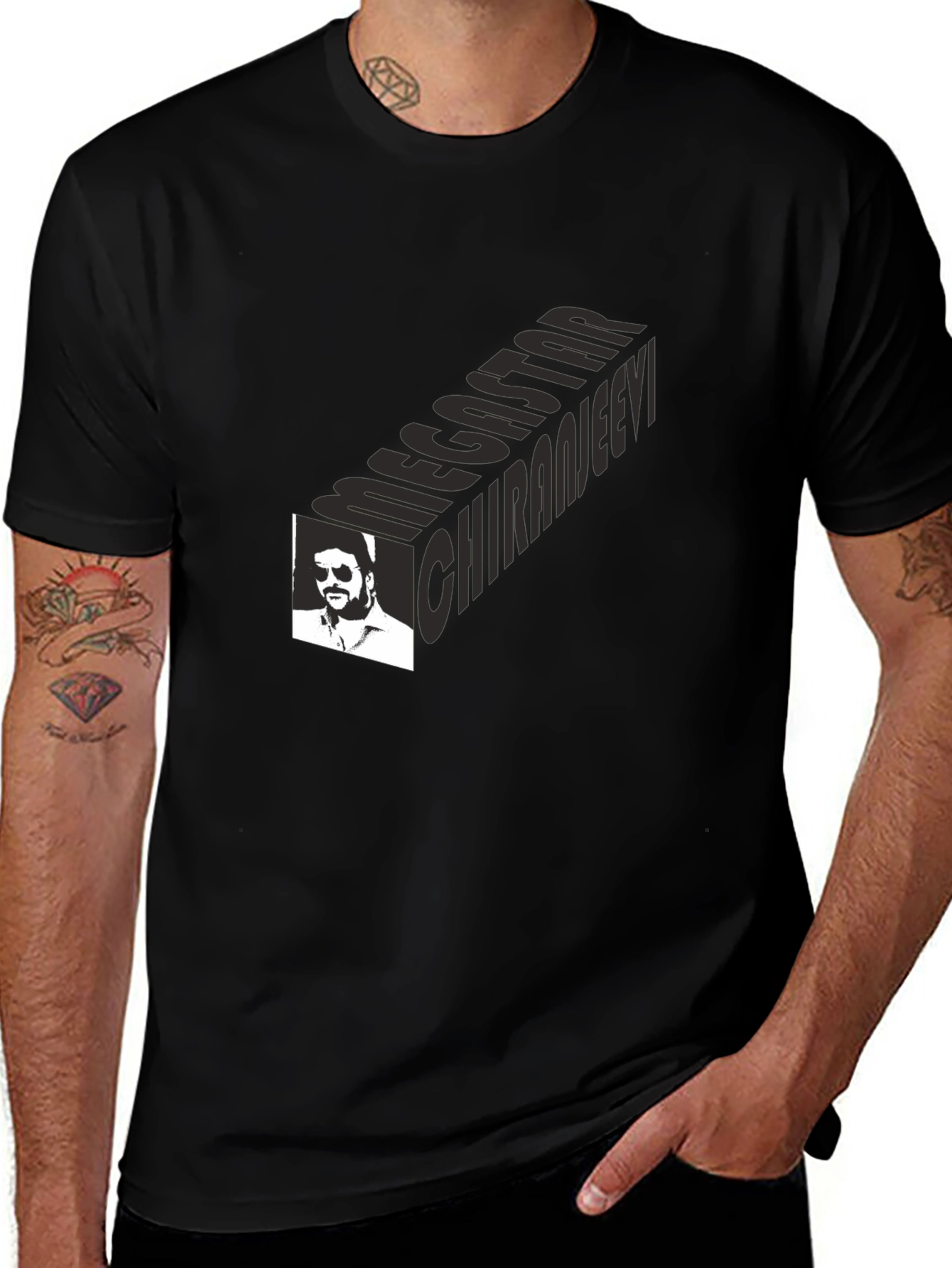 Megastar Chiranjeevi Black Graphic Tee