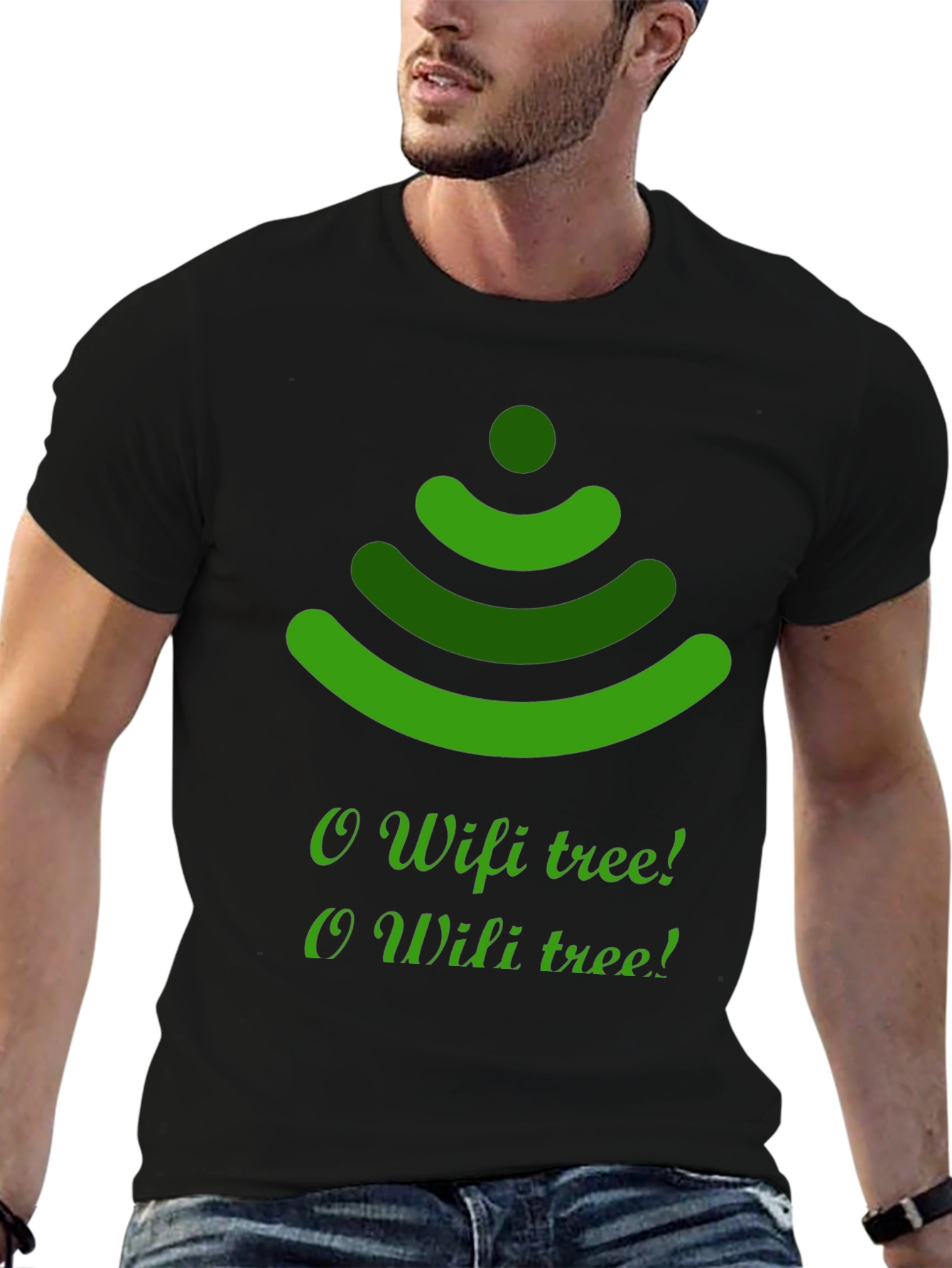 O Wifi Tree T-Shirt - Black Holiday Tee