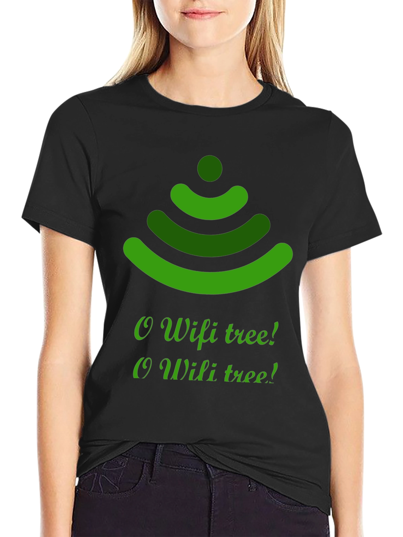 O Wifi Tree T-Shirt - Black Holiday Tee