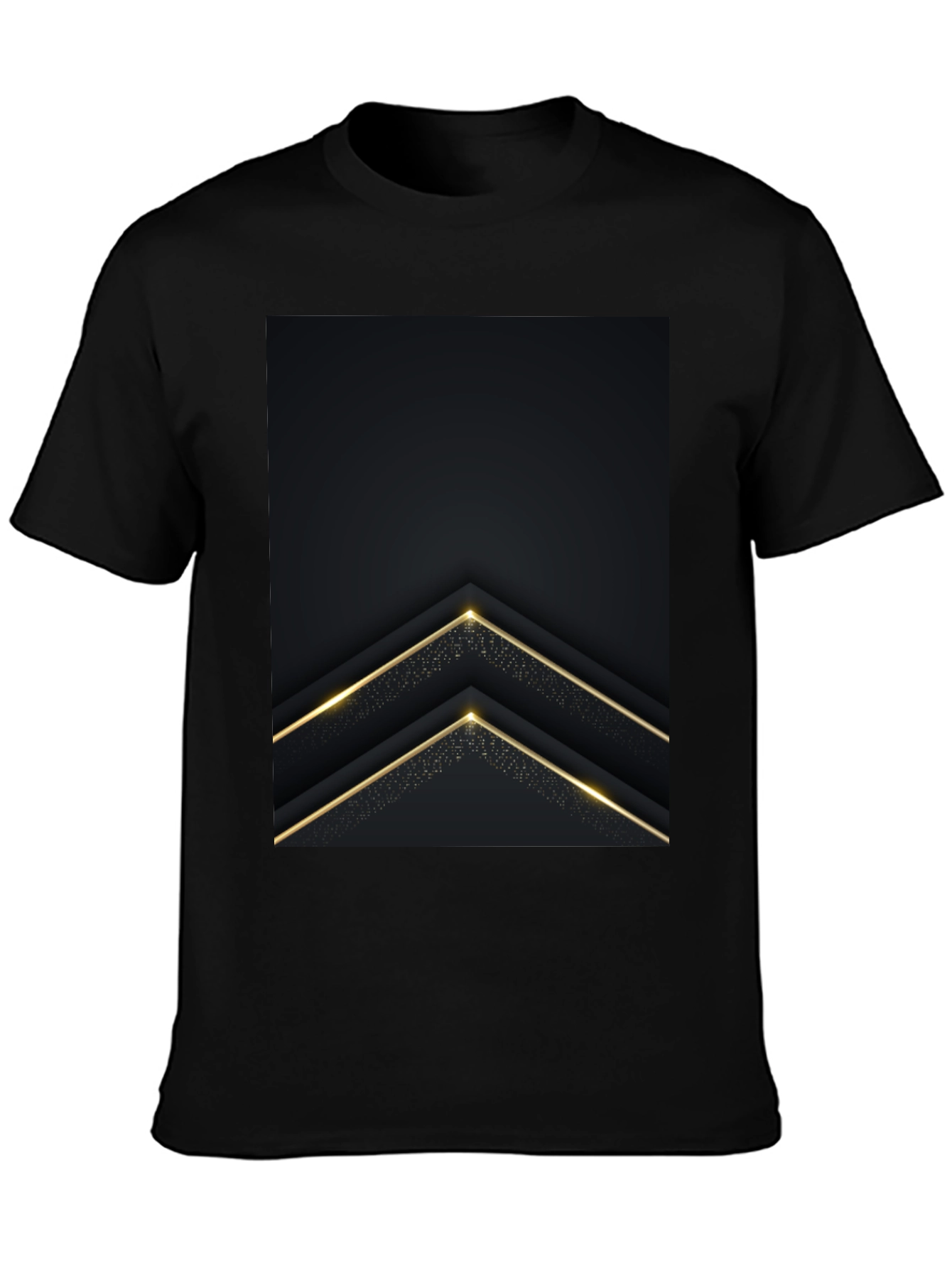 Modern Black Tee with Gold Arrow Design
