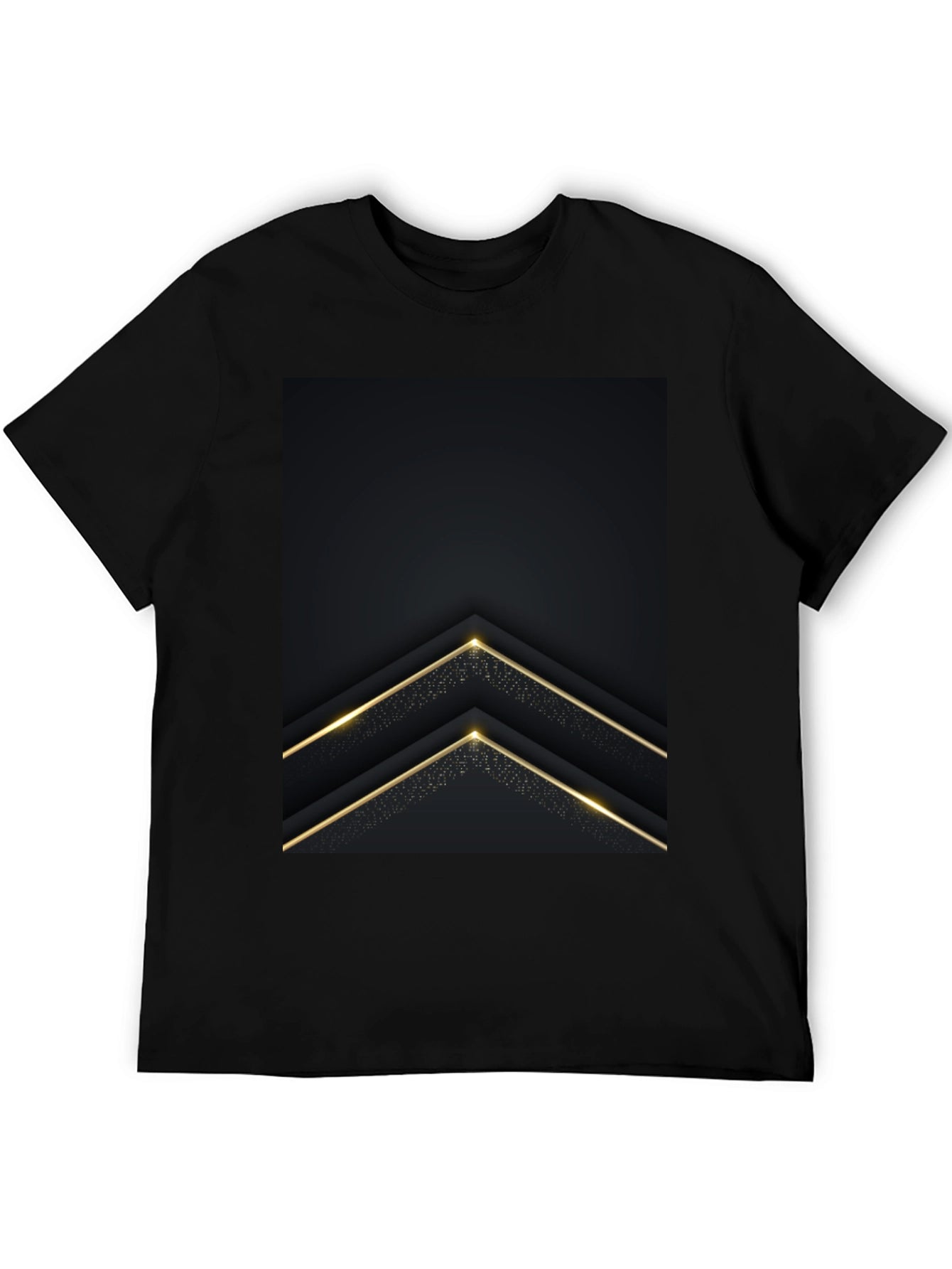 Modern Black Tee with Gold Arrow Design