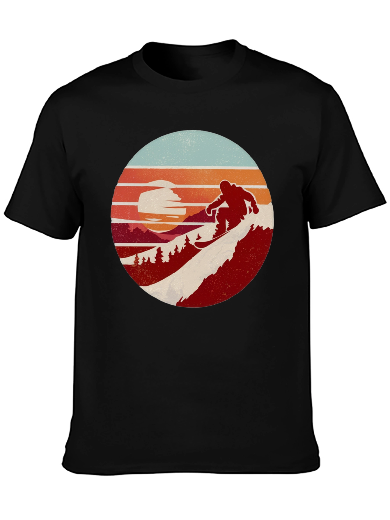 Retro Snowboarder Sunset Graphic Tee
