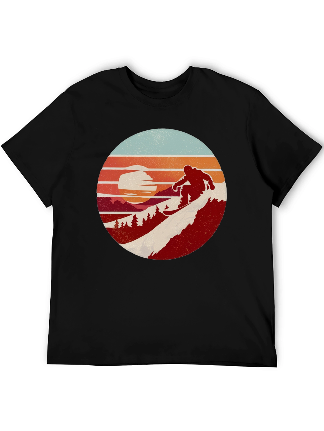 Retro Snowboarder Sunset Graphic Tee